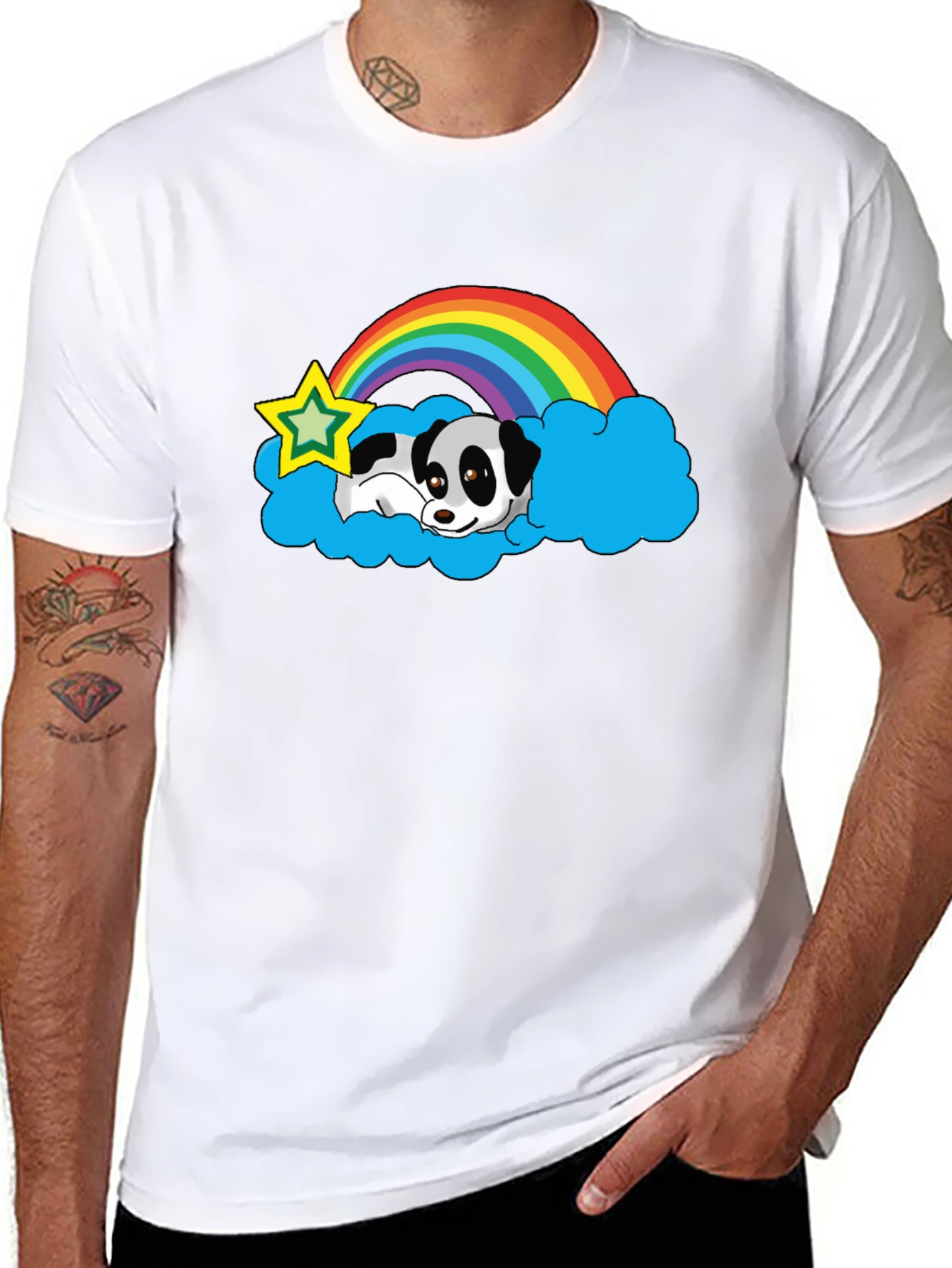 Panda Rainbow Cloud Graphic Tee
