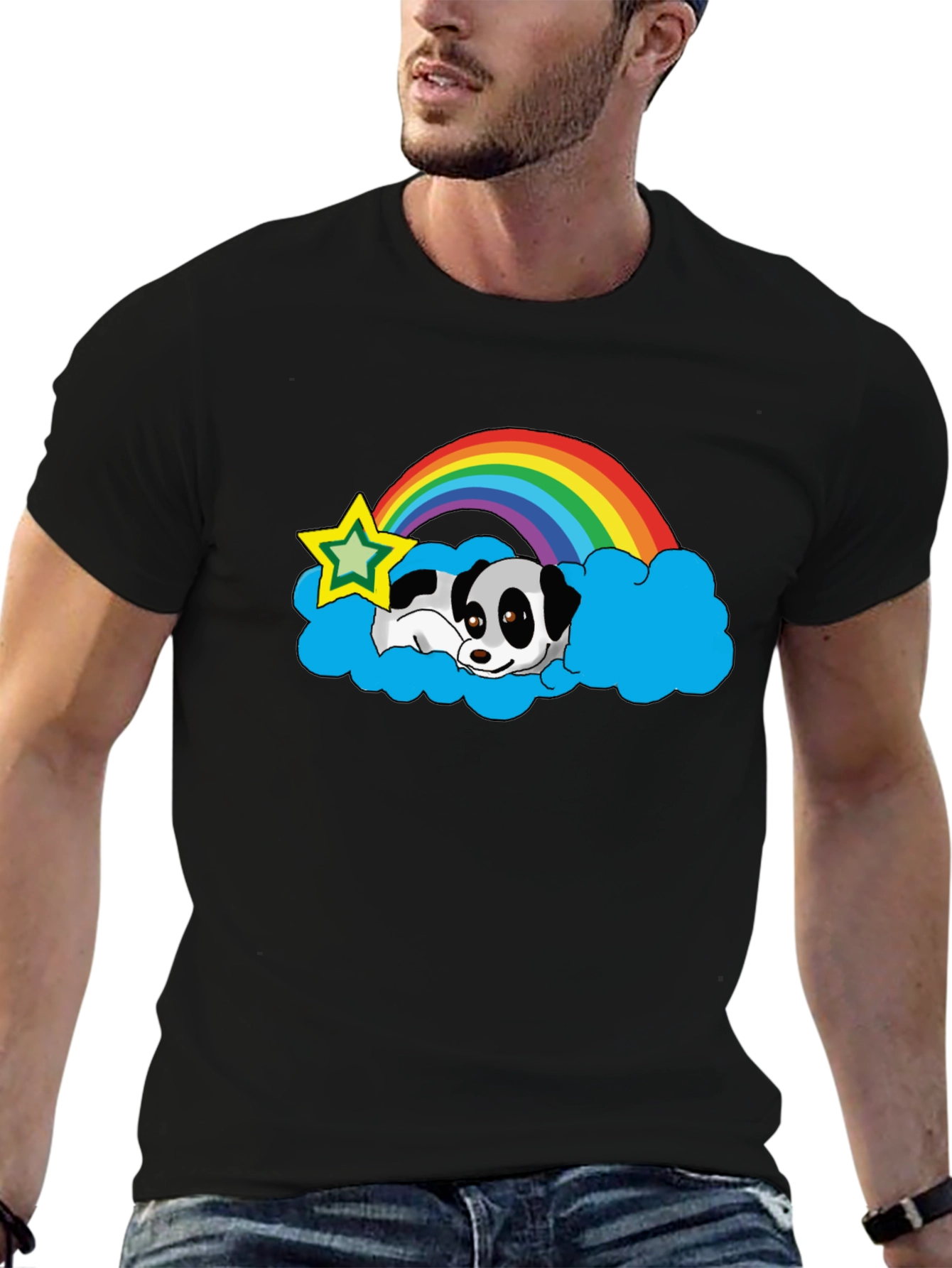 Panda Rainbow Cloud Graphic Tee