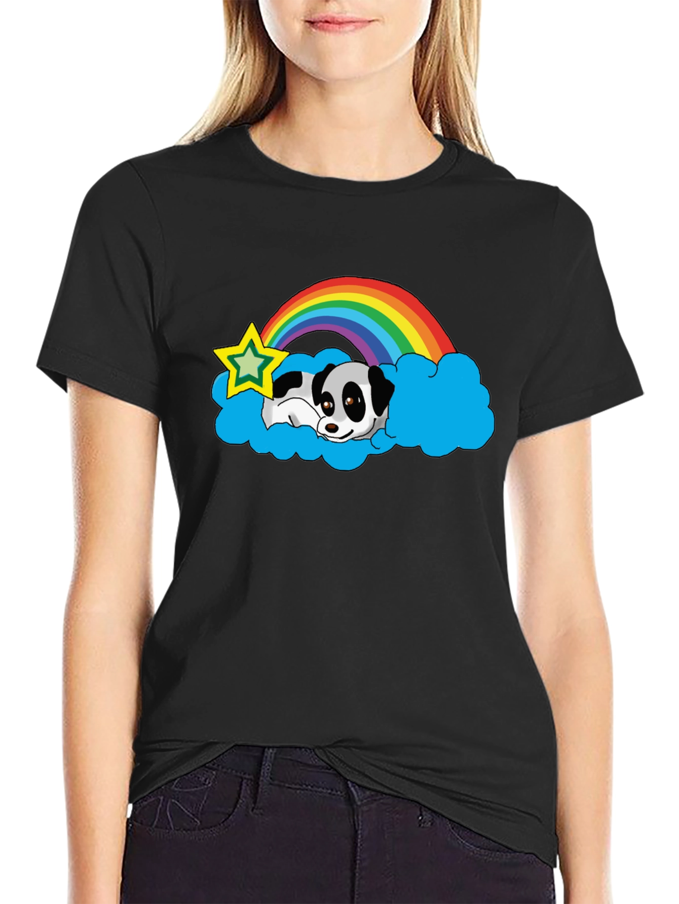 Panda Rainbow Cloud Graphic Tee