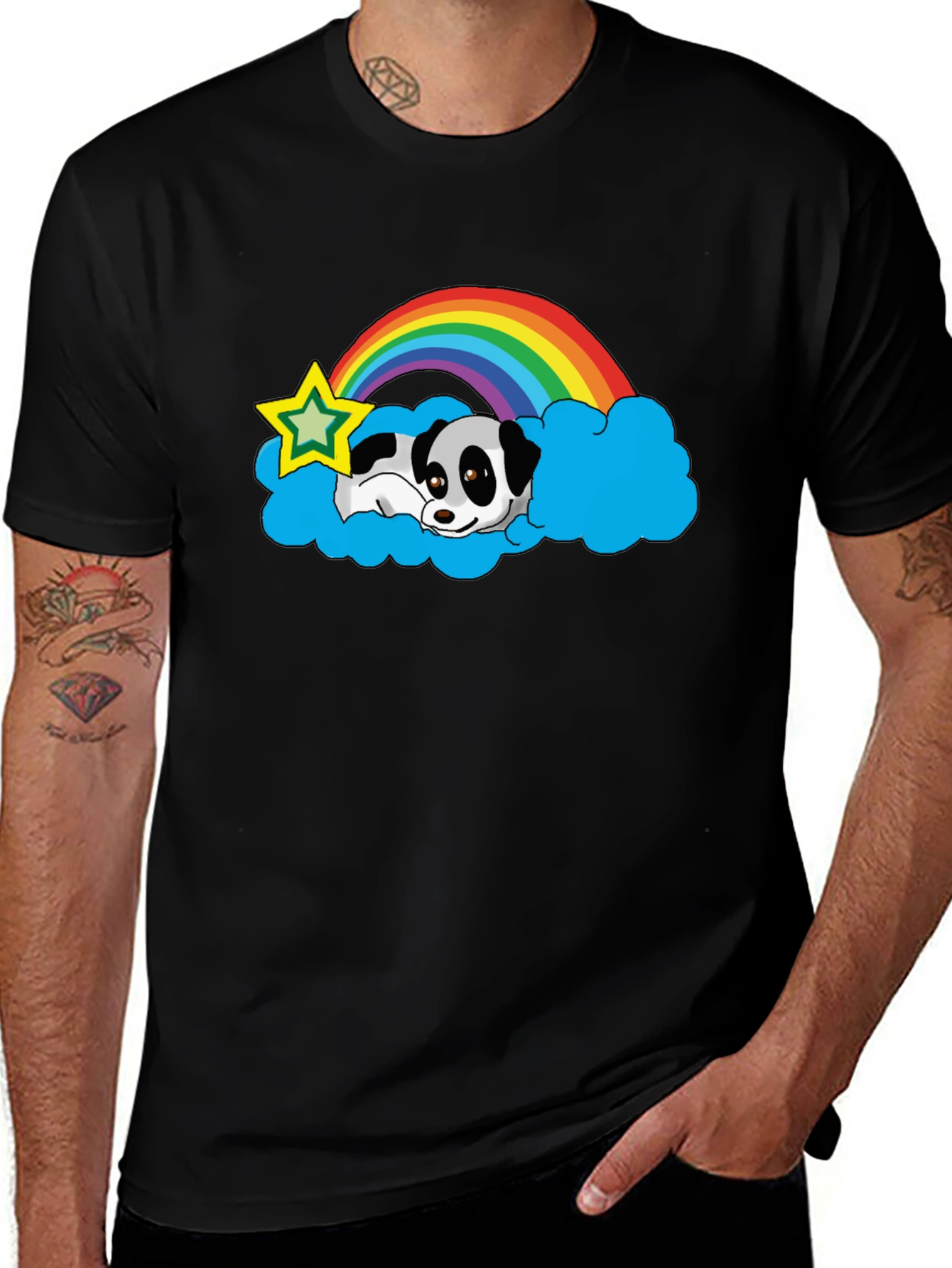 Panda Rainbow Cloud Graphic Tee