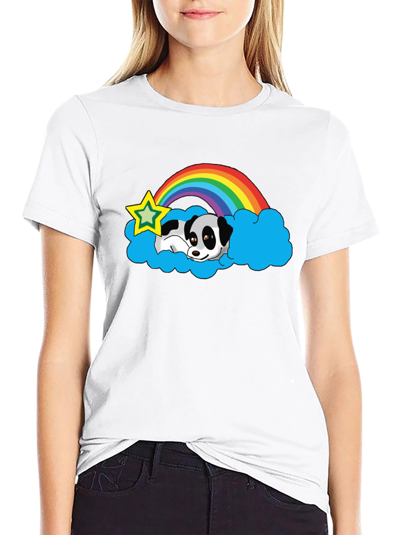 Panda Rainbow Cloud Graphic Tee