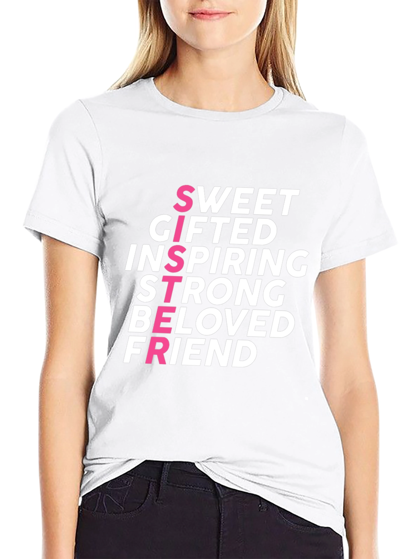 Sweet Sister Graphic Tee - Black Crew Neck T-Shirt