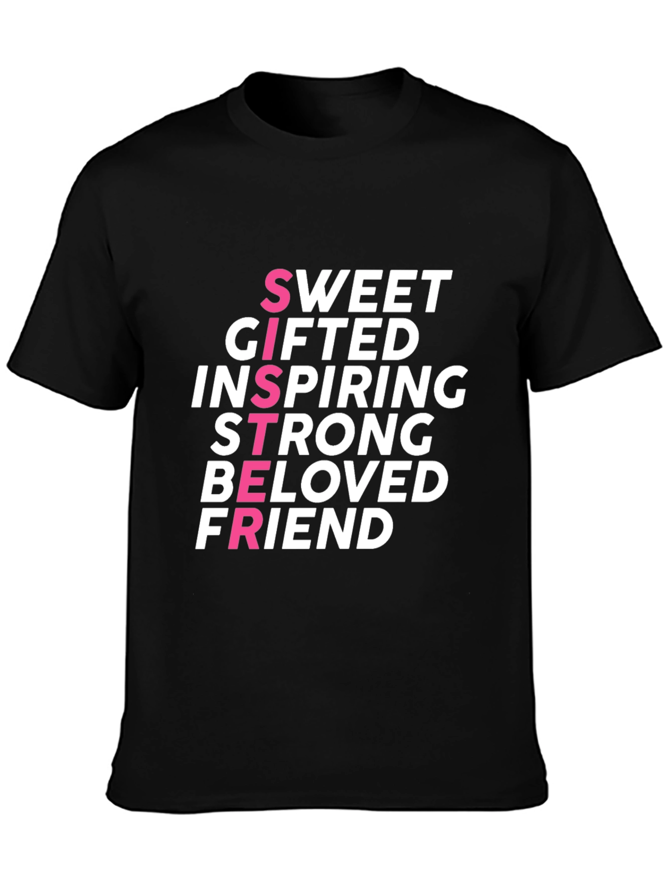 Sweet Sister Graphic Tee - Black Crew Neck T-Shirt