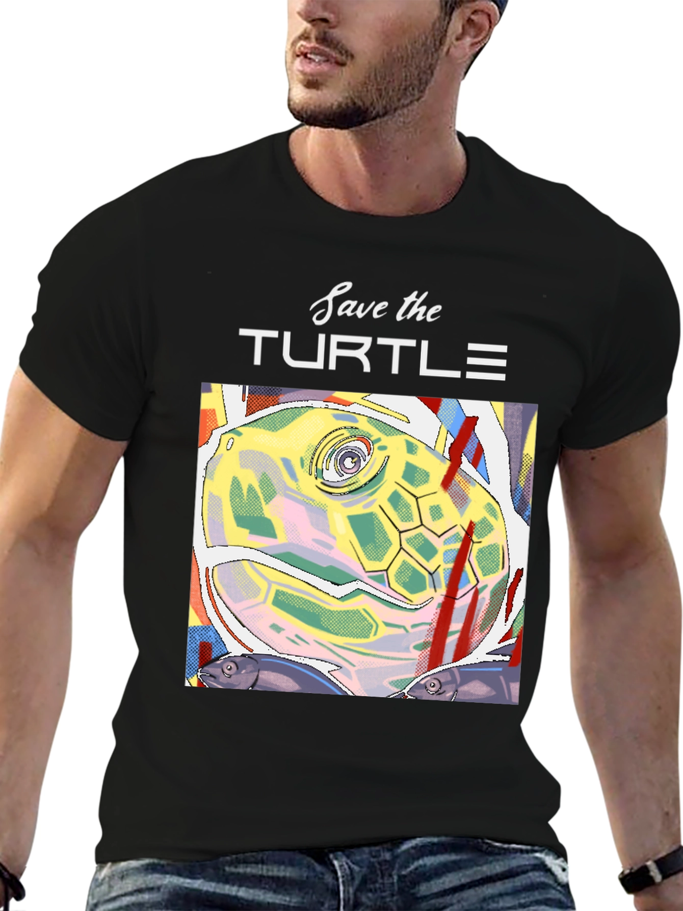Save the Turtles Graphic Tee - Black