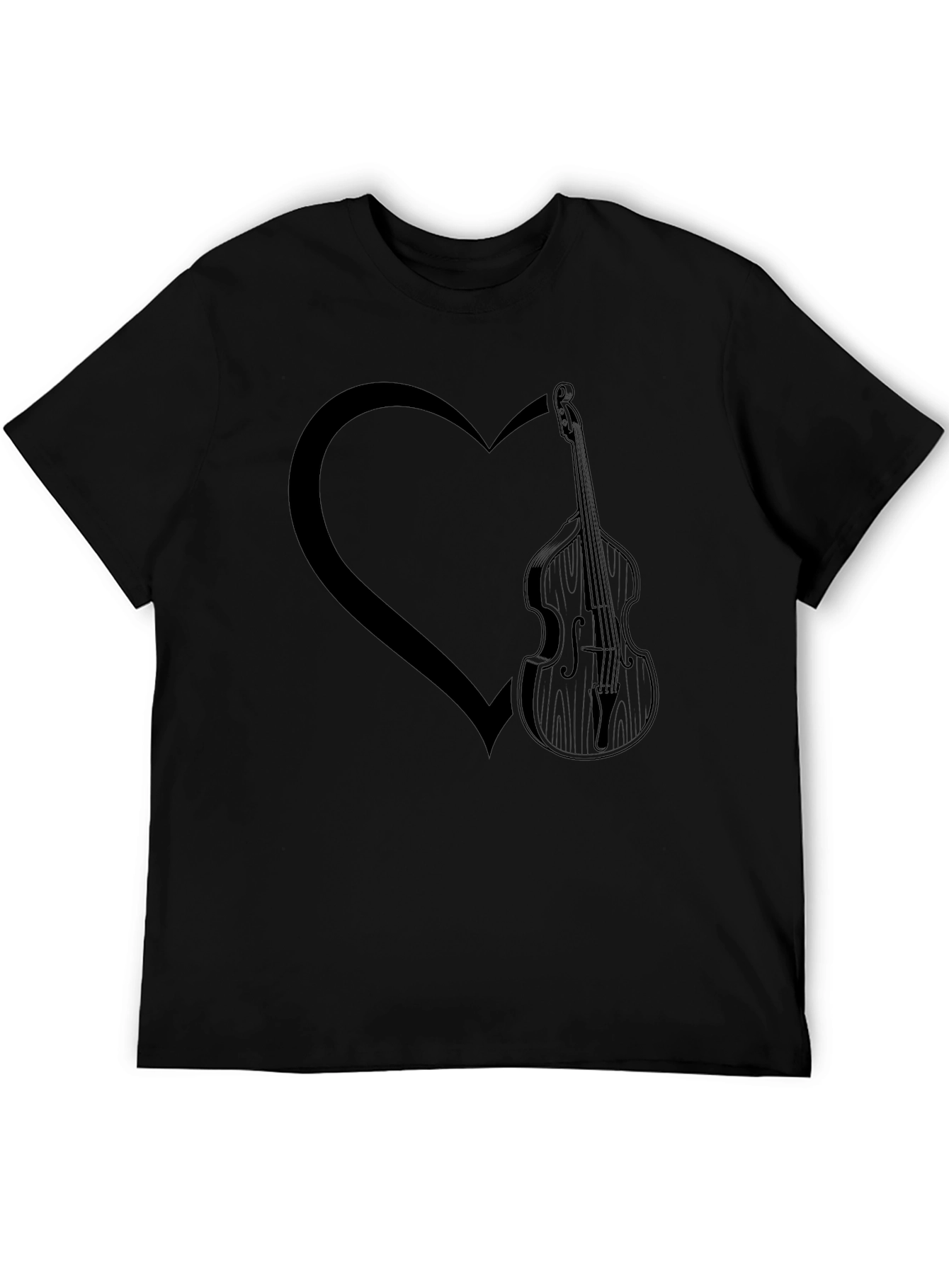 Bass Guitar Heart Graphic Tee - Mens Black T-Shirt