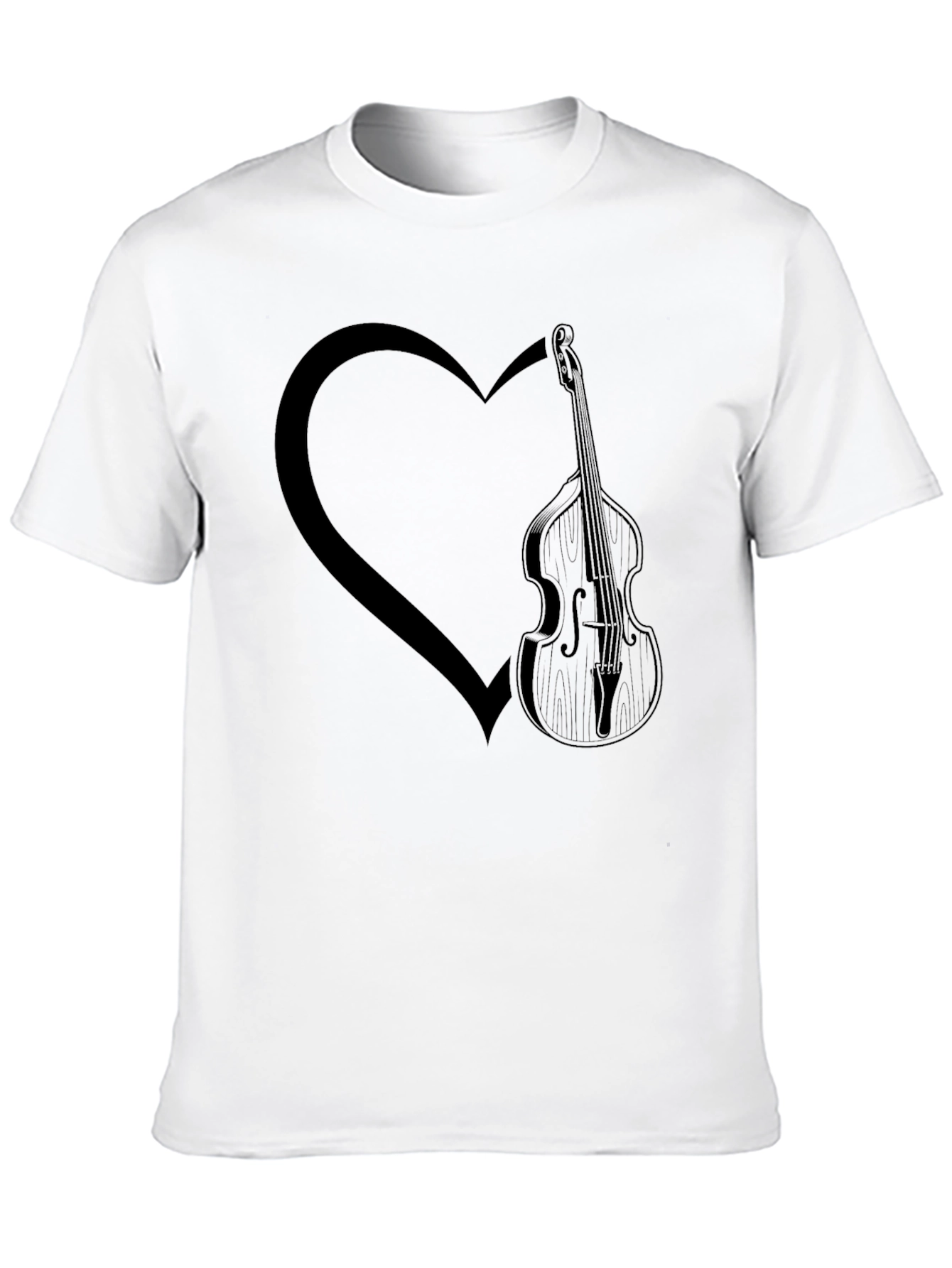Bass Guitar Heart Graphic Tee - Mens Black T-Shirt