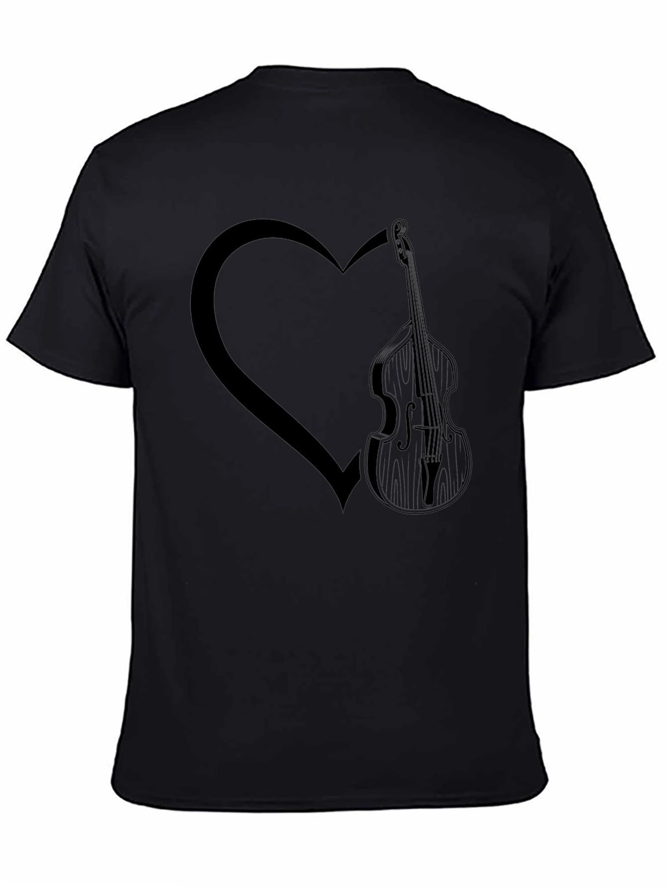 Bass Guitar Heart Graphic Tee - Mens Black T-Shirt