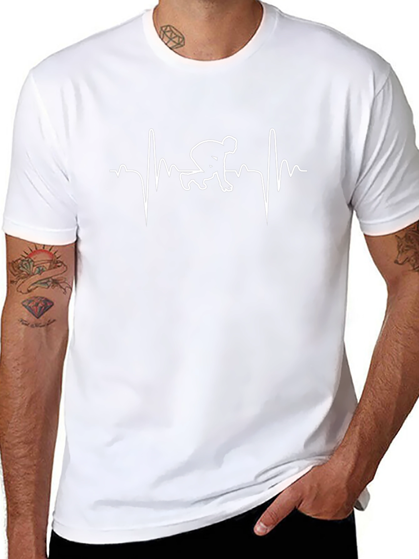 Runner Heartbeat Graphic Tee - Black Cotton T-Shirt