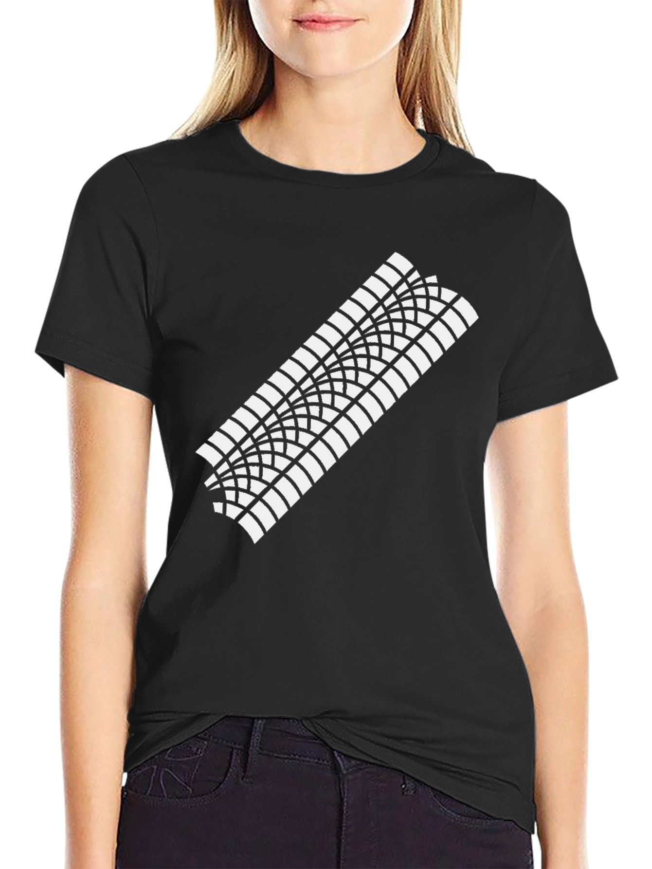 Tire Tread Graphic Tee - Black Cotton T-Shirt