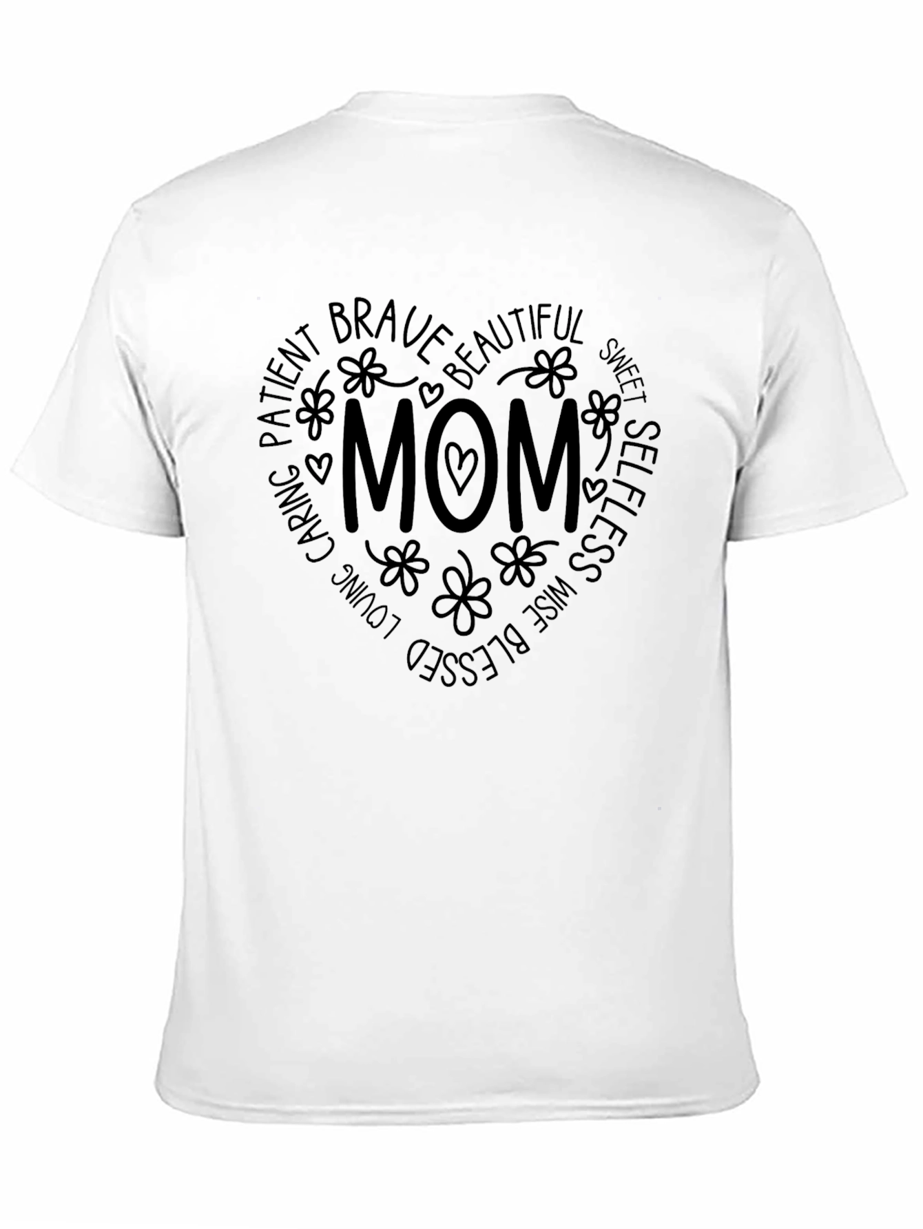 Mom Heart Graphic Tee - Black Cotton Casual T-Shirt