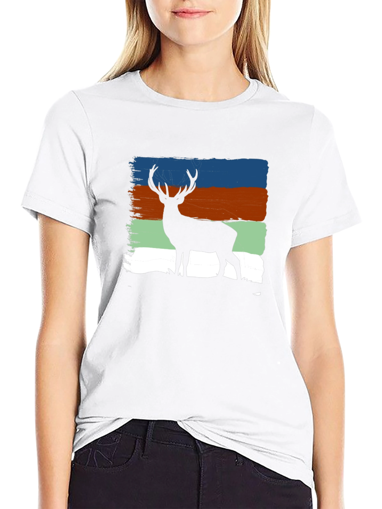 Deer Silhouette T-Shirt - Nature Inspired Design