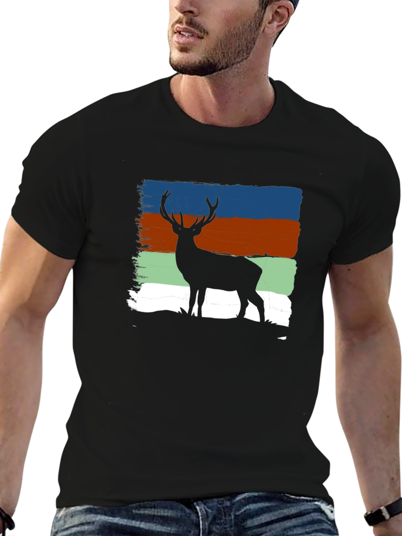 Deer Silhouette T-Shirt - Nature Inspired Design