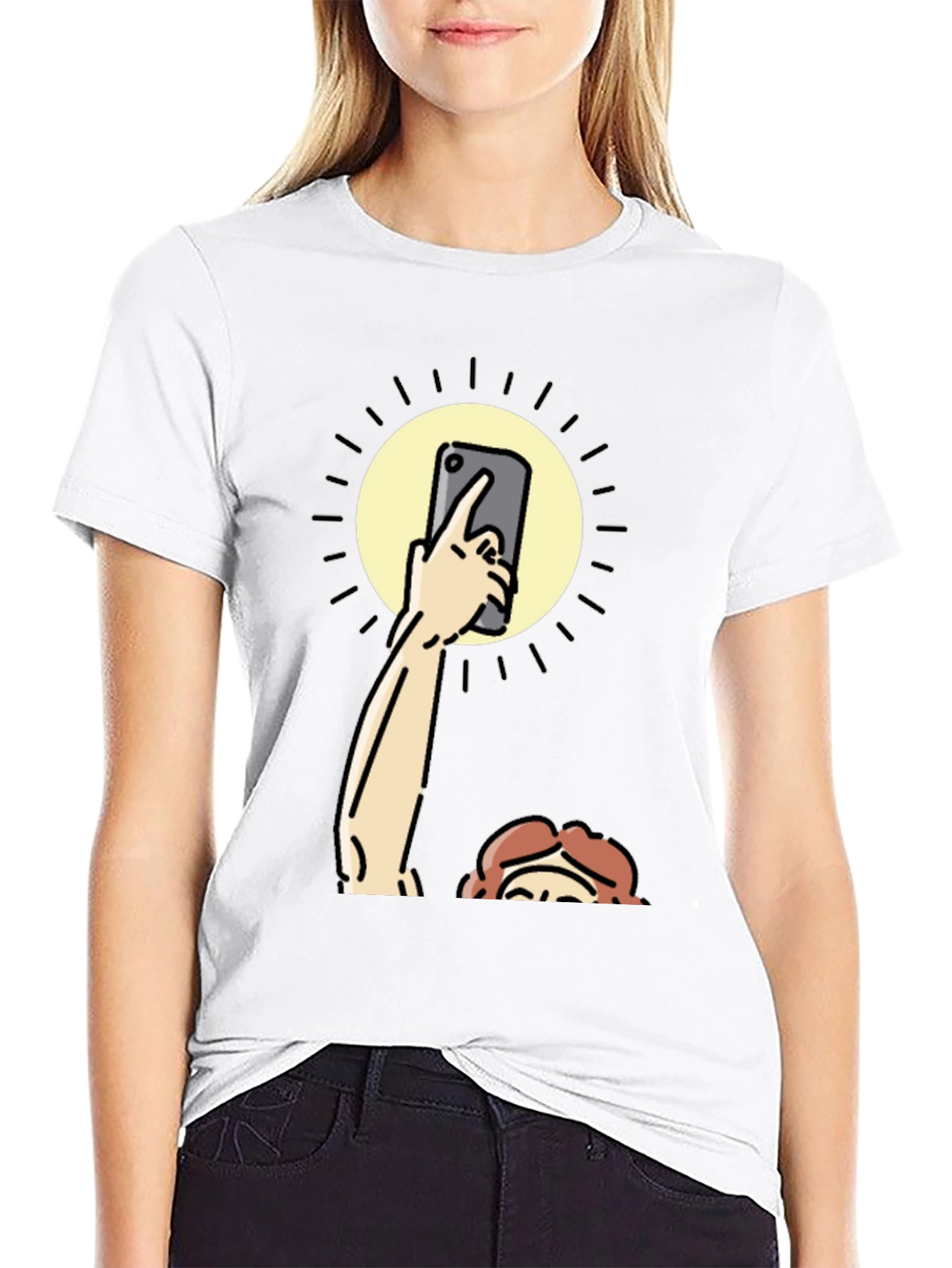 Funny Sun Selfie Black T-Shirt