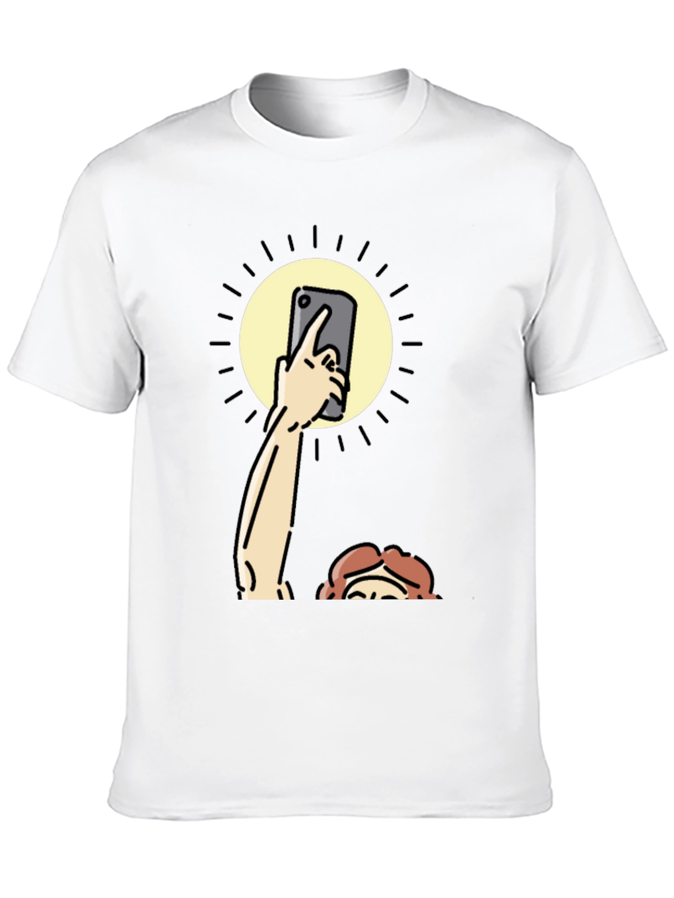 Funny Sun Selfie Black T-Shirt