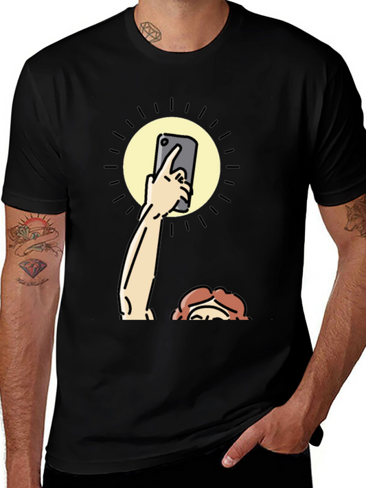 Funny Sun Selfie Black T-Shirt