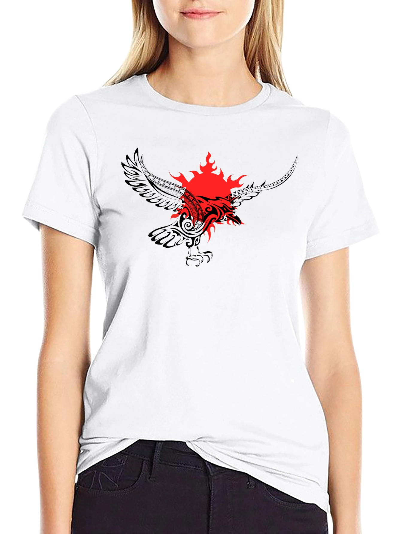 Tribal Phoenix Graphic Tee - Black