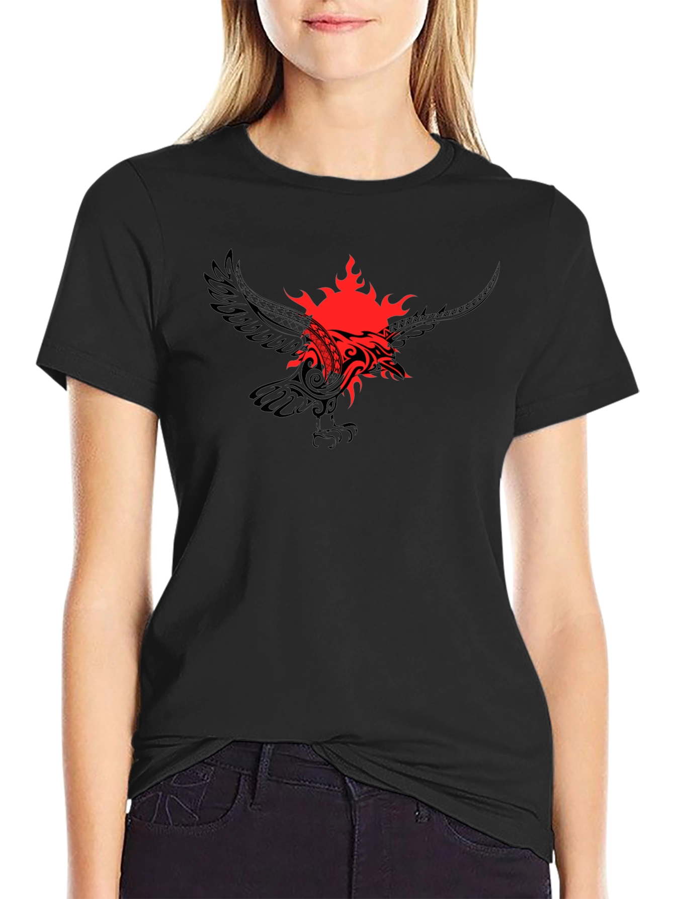 Tribal Phoenix Graphic Tee - Black
