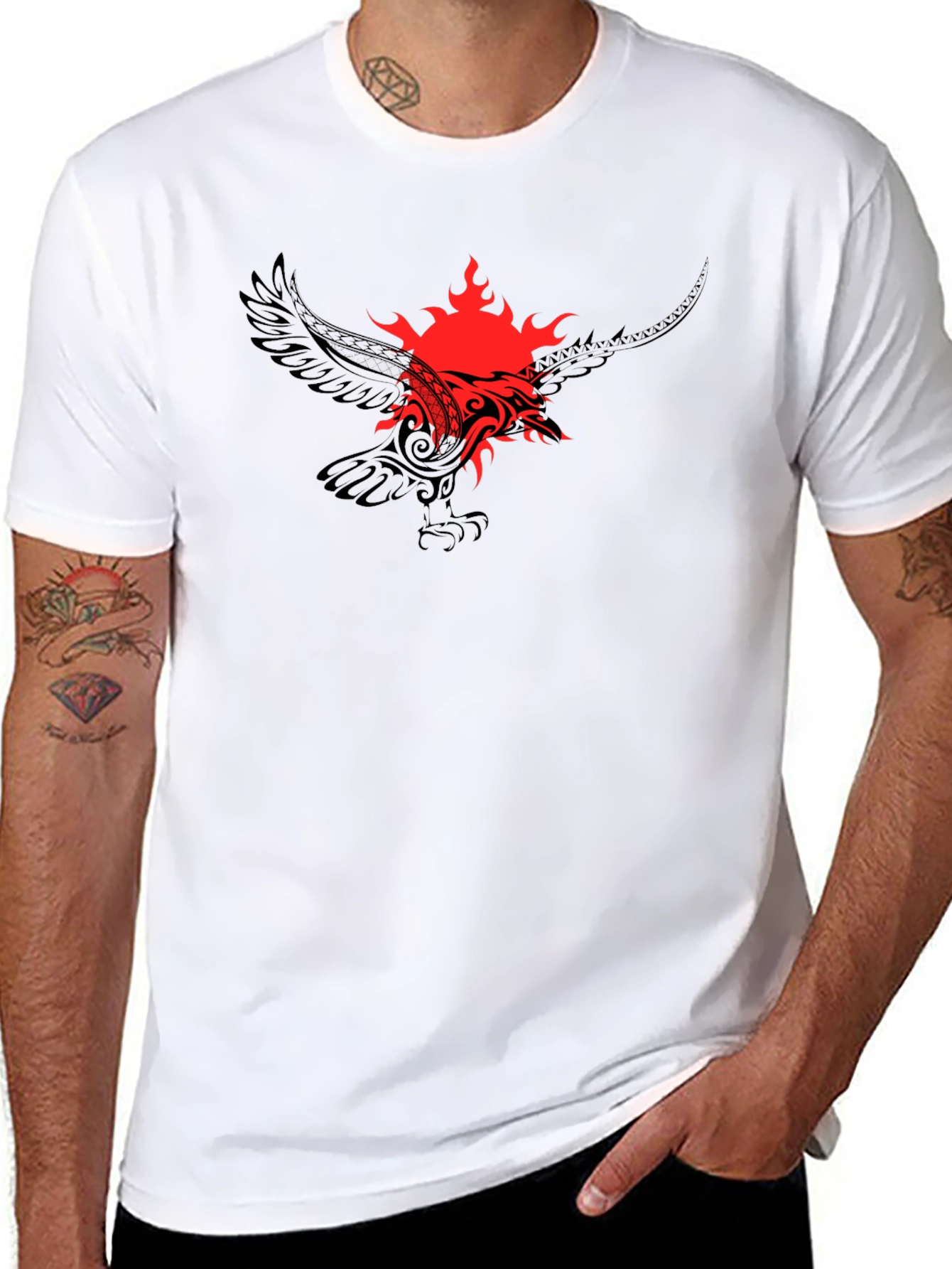 Tribal Phoenix Graphic Tee - Black