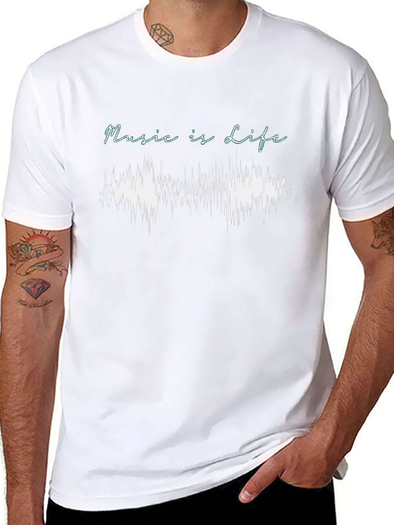 Music is Life Graphic T-Shirt - Black