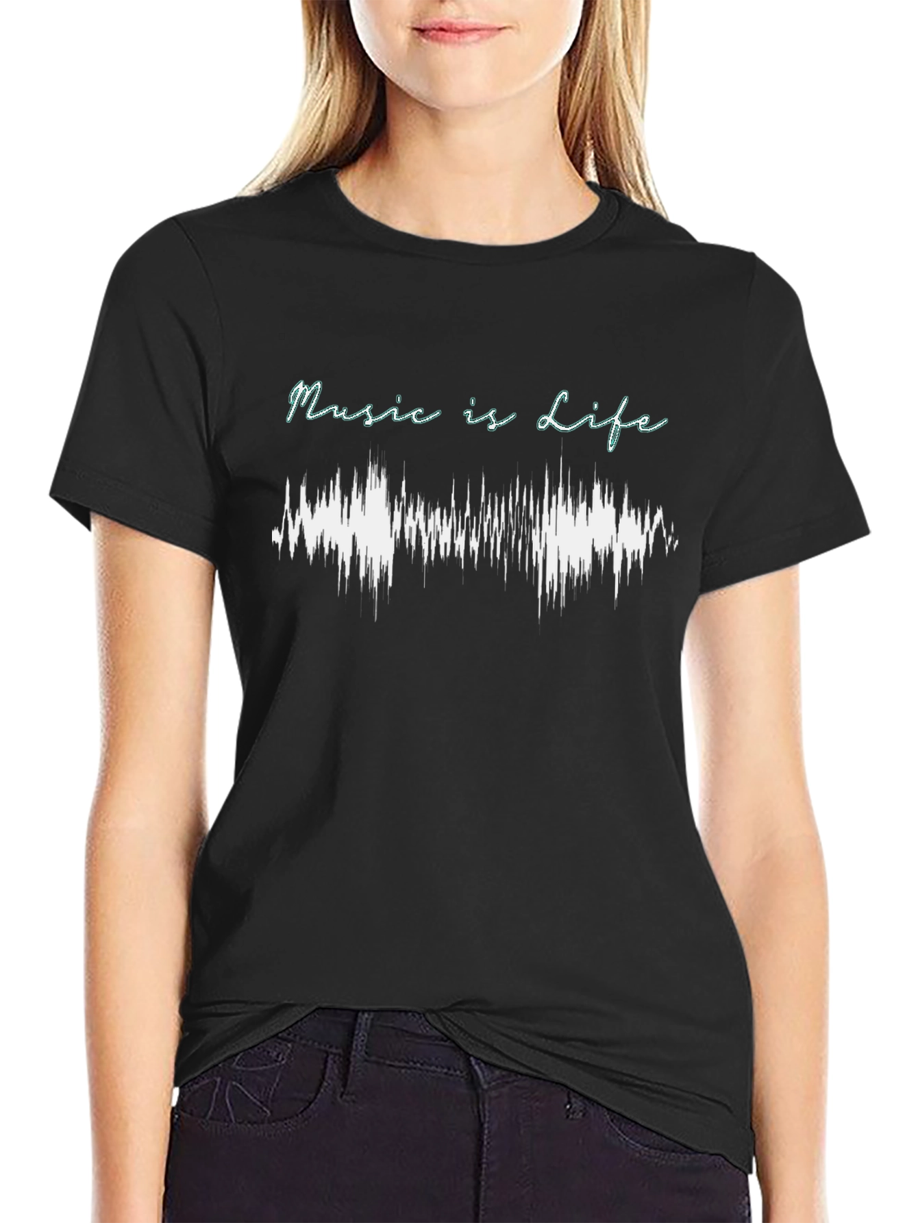 Music is Life Graphic T-Shirt - Black
