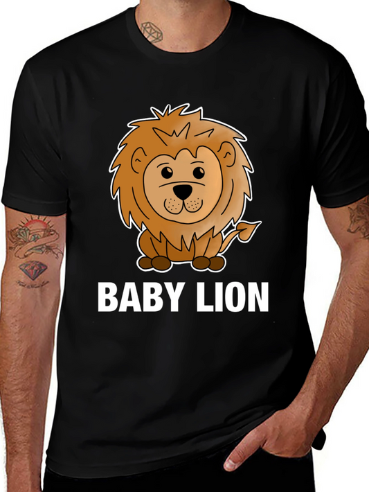 Baby Lion Graphic Tee - Cute Animal Cartoon Shirt
