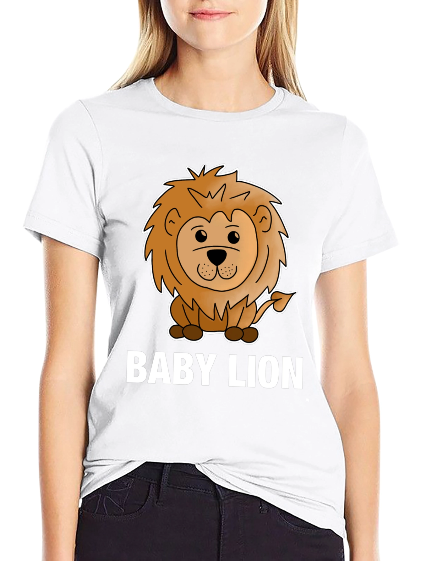 Baby Lion Graphic Tee - Cute Animal Cartoon Shirt