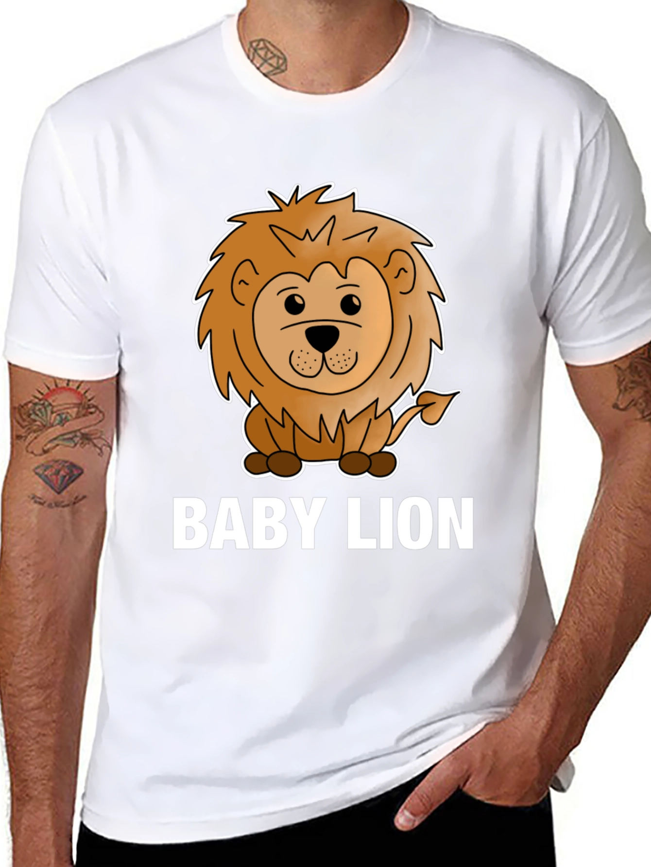 Baby Lion Graphic Tee - Cute Animal Cartoon Shirt