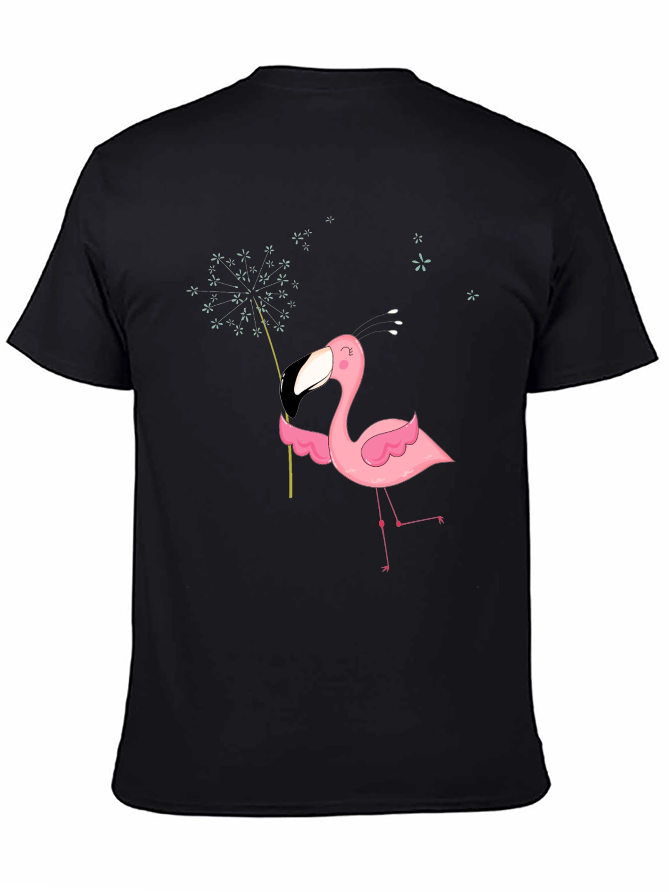 Mens Black T-Shirt with Flamingo Graphic