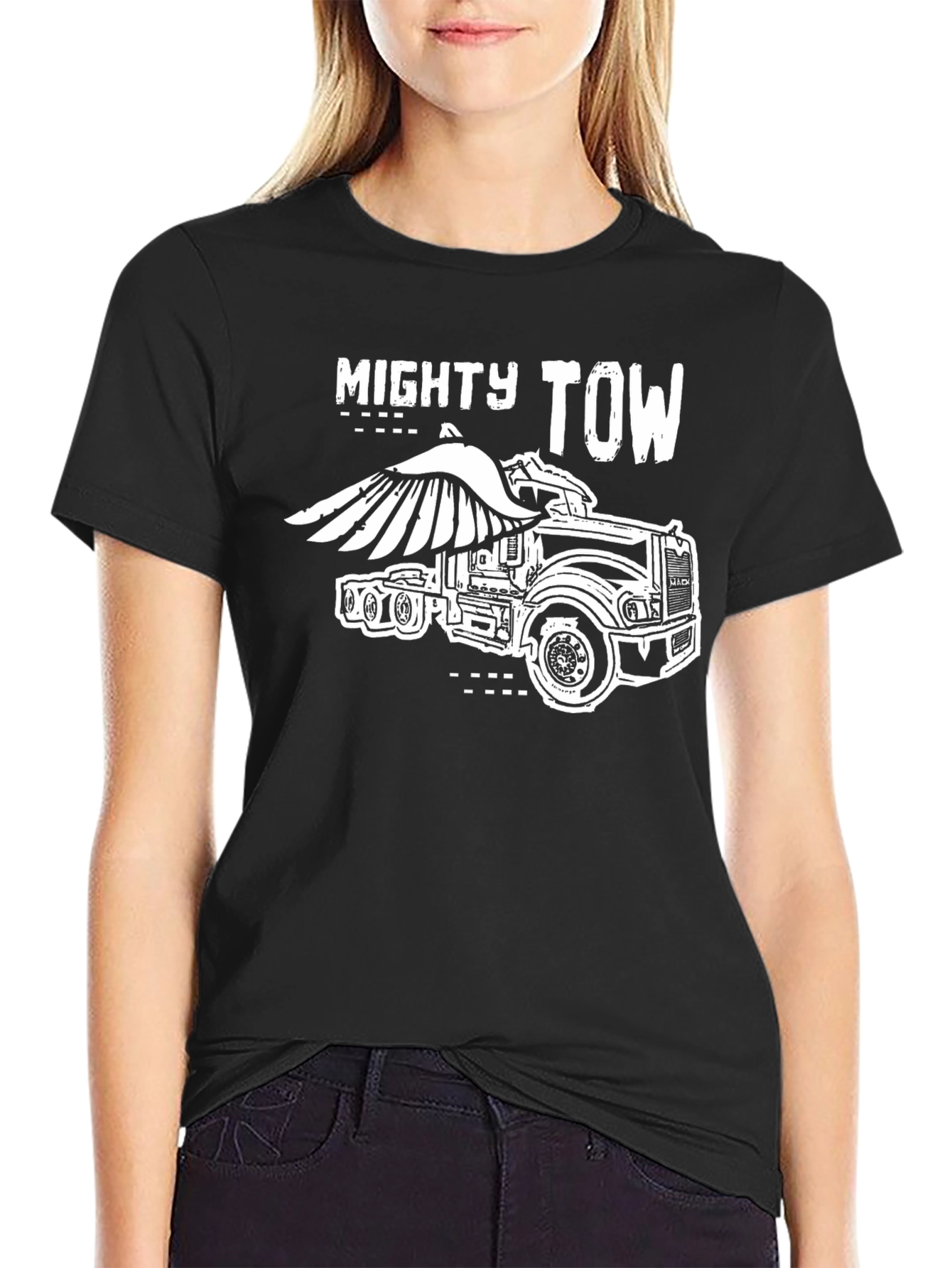 Mighty Tow Truck Graphic Tee - Black