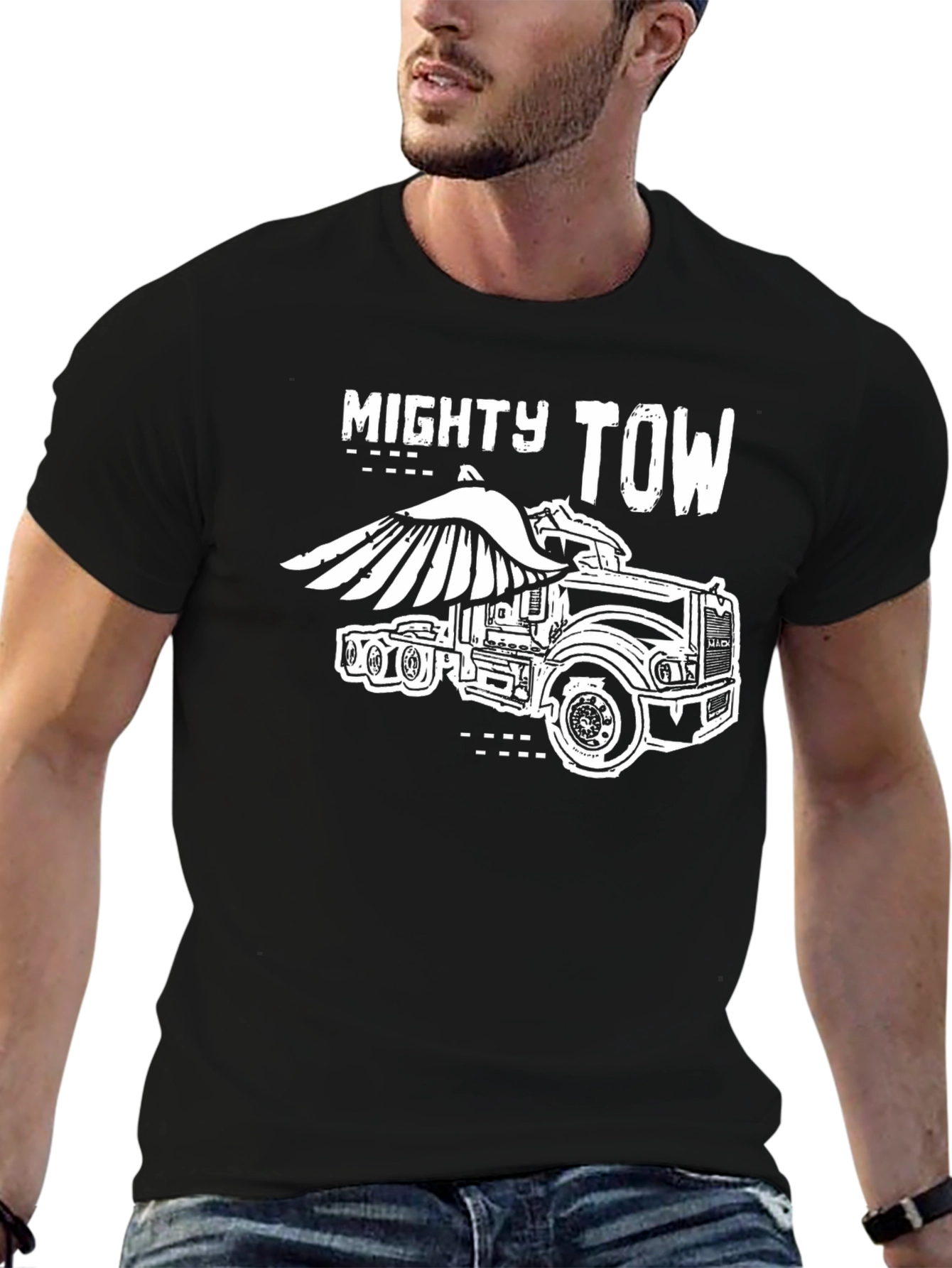 Mighty Tow Truck Graphic Tee - Black