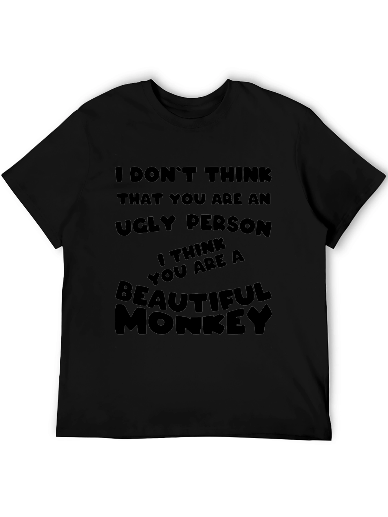 Humorous Monkey Graphic Black T-Shirt