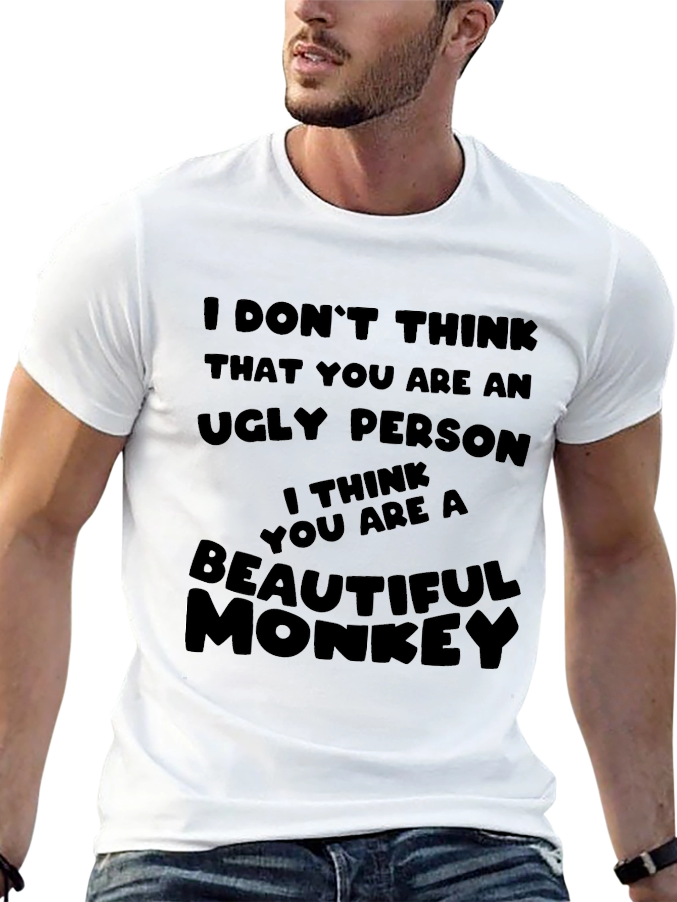 Humorous Monkey Graphic Black T-Shirt