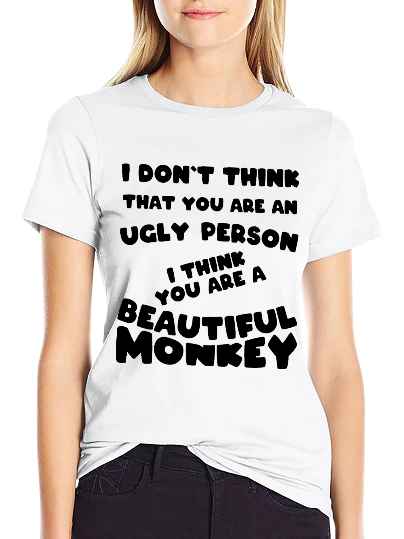 Humorous Monkey Graphic Black T-Shirt