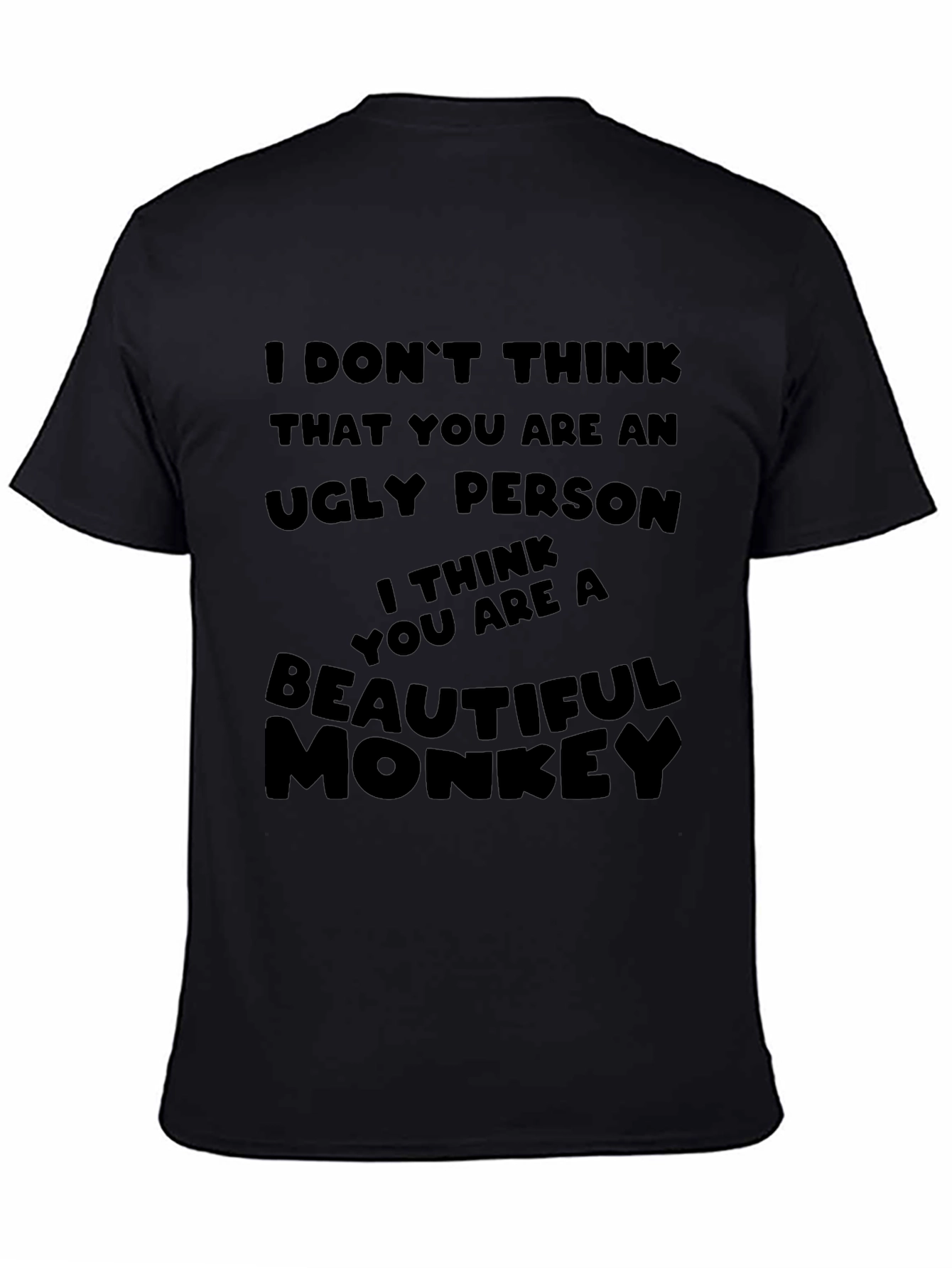 Humorous Monkey Graphic Black T-Shirt