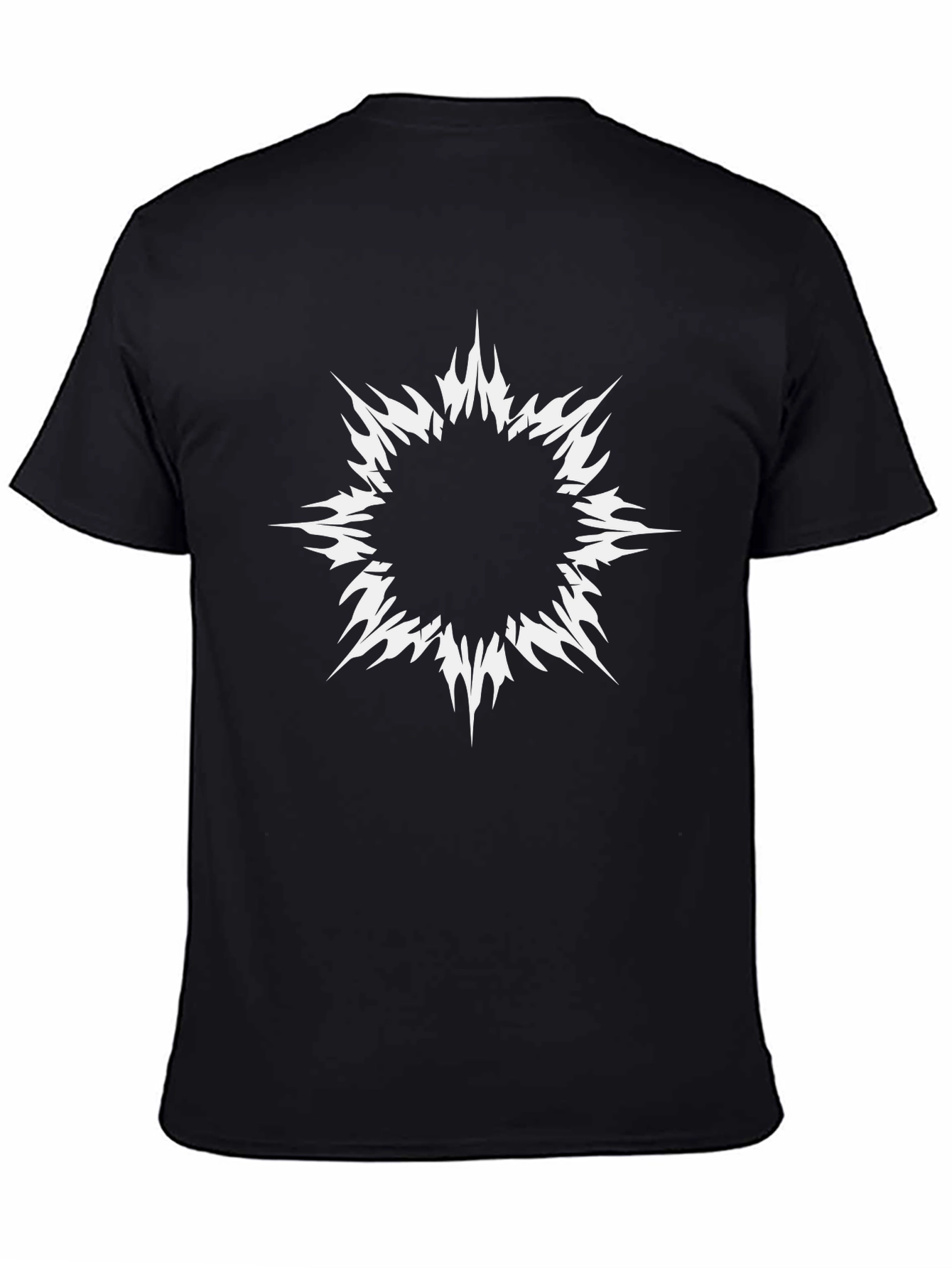 Edgy Graphic Tee: Black Shirt with White Abstract Design
