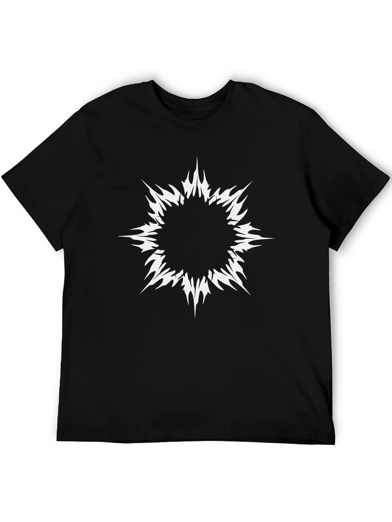Edgy Graphic Tee: Black Shirt with White Abstract Design