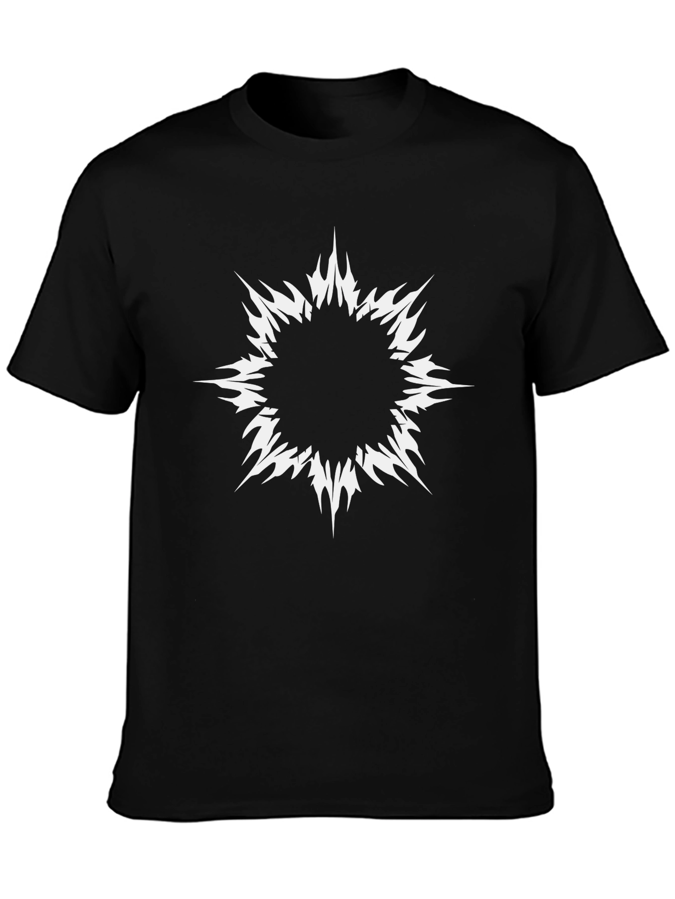 Edgy Graphic Tee: Black Shirt with White Abstract Design