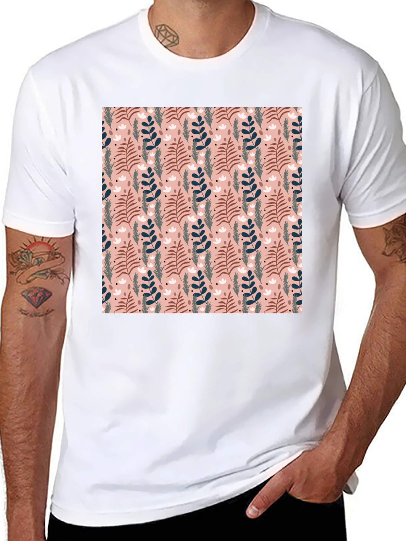 Floral Pattern Crew Neck T-Shirt