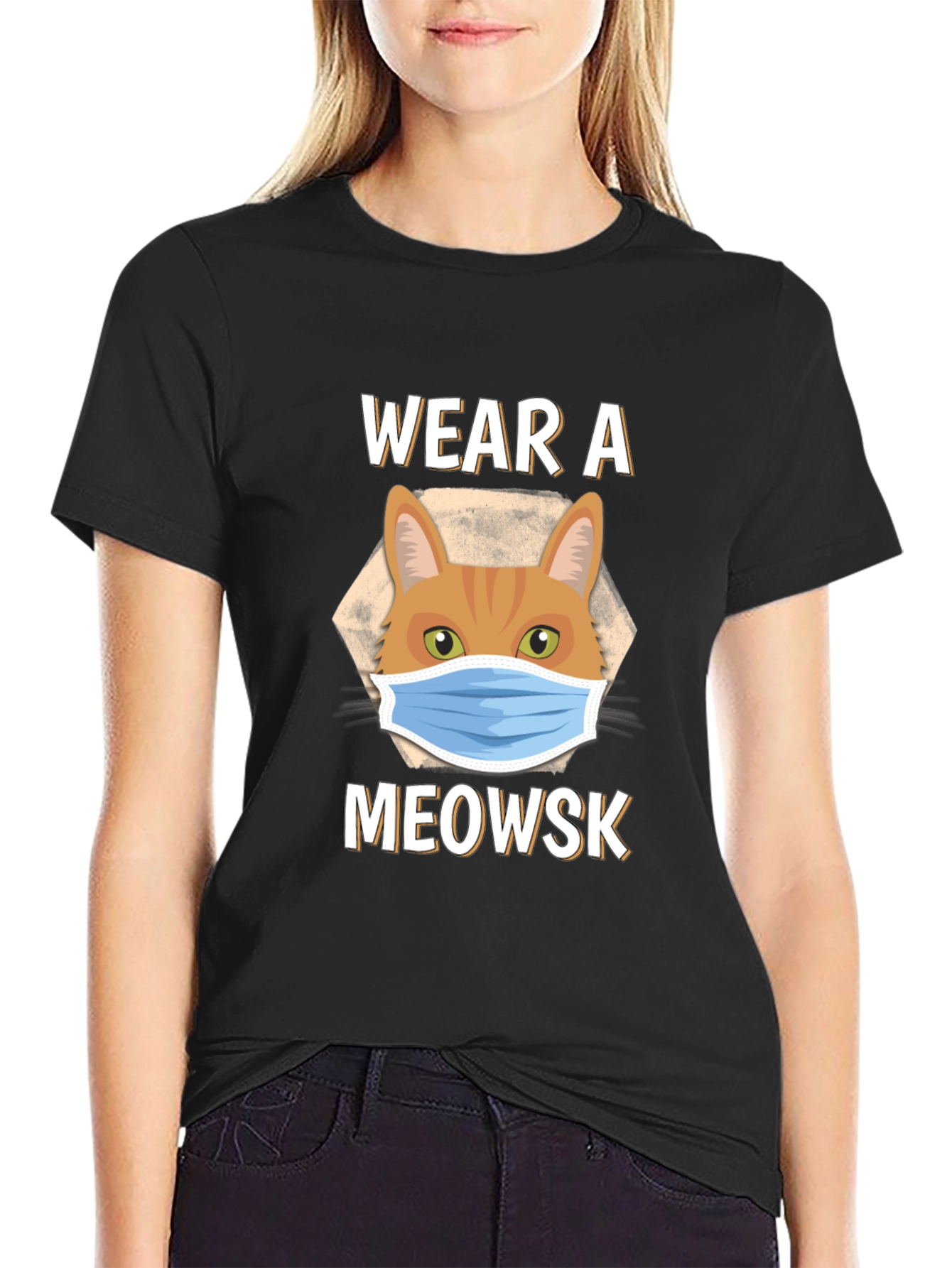 Wear A Meowsk Funny Cat Face Mask T-Shirt