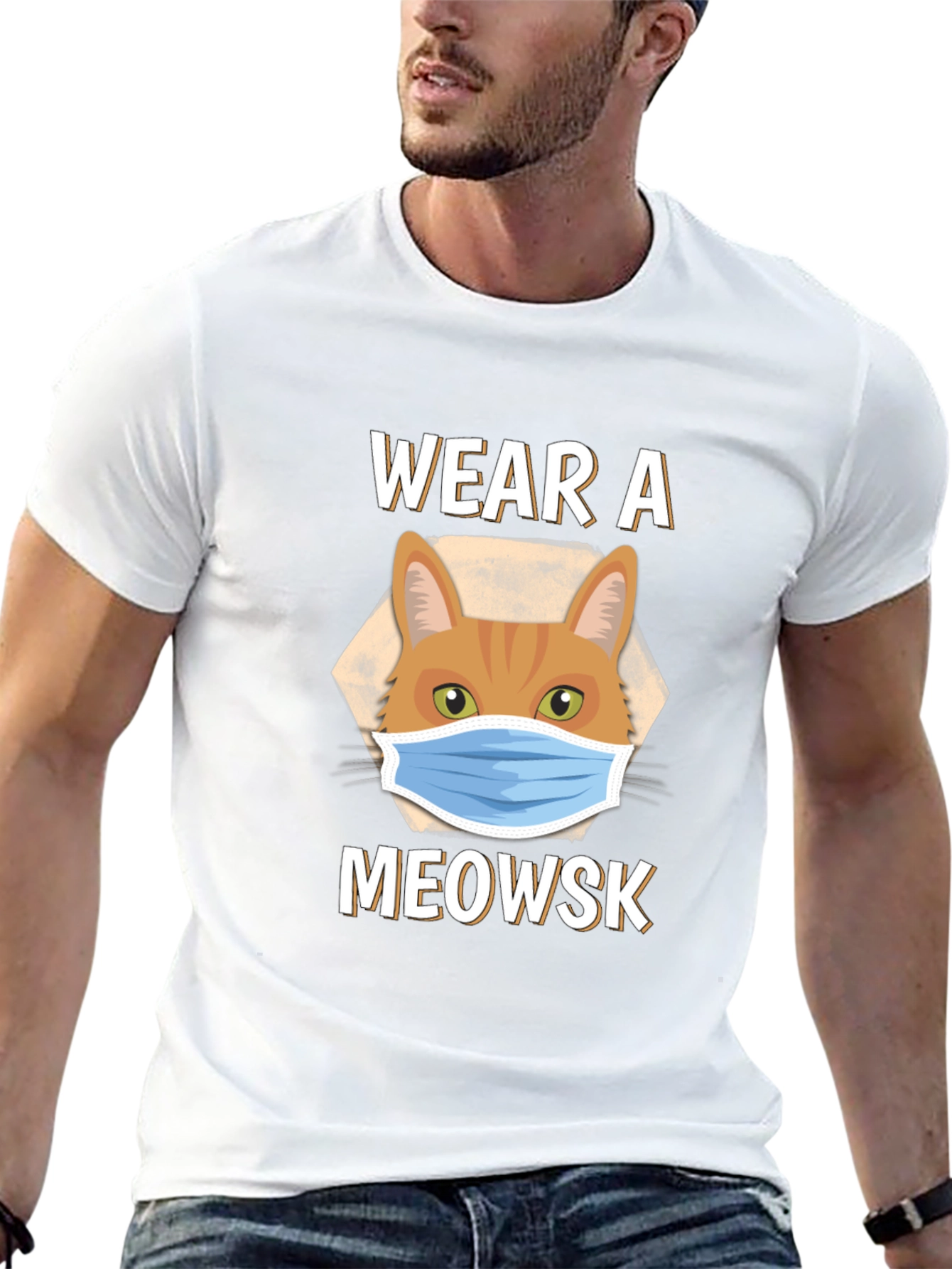 Wear A Meowsk Funny Cat Face Mask T-Shirt