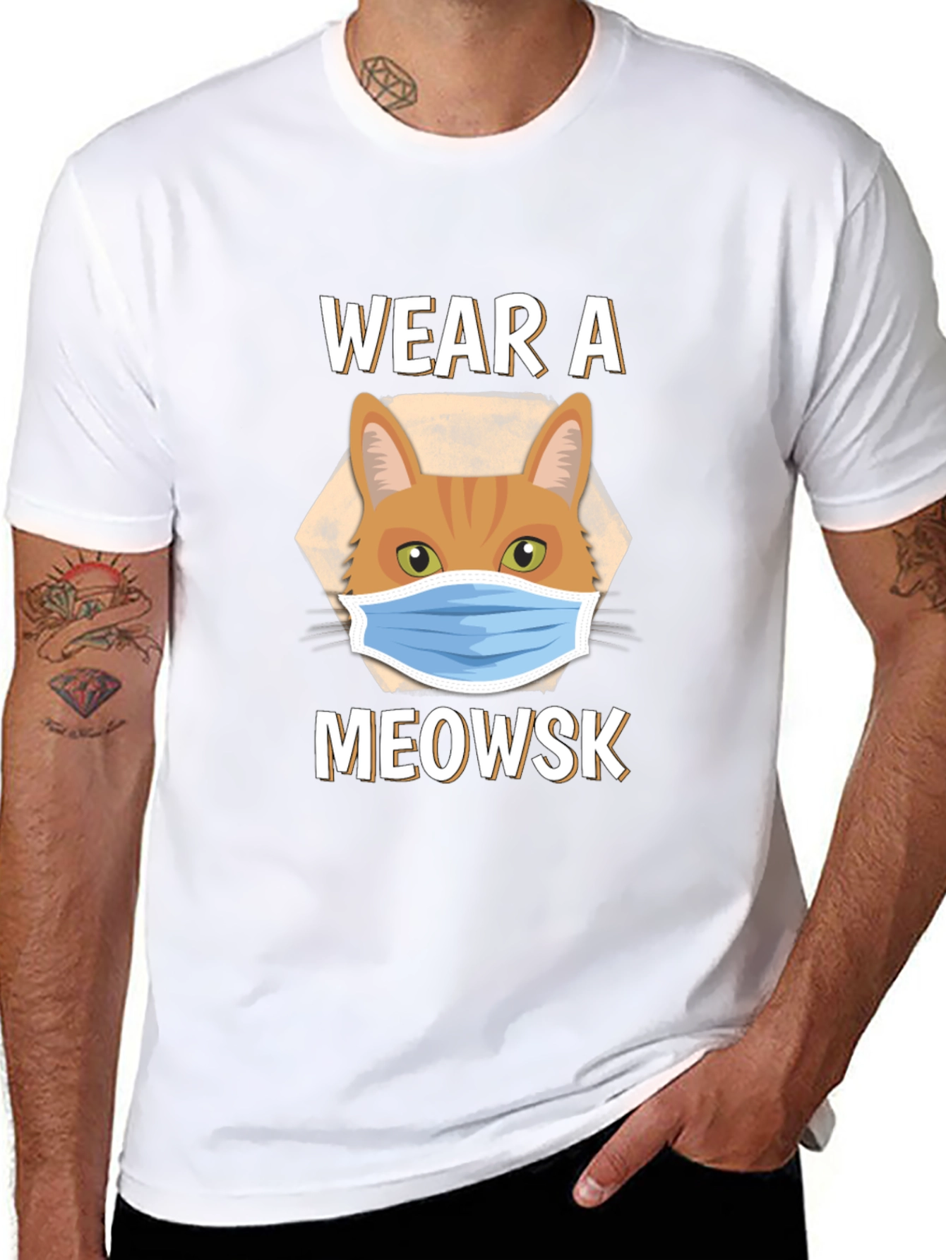 Wear A Meowsk Funny Cat Face Mask T-Shirt