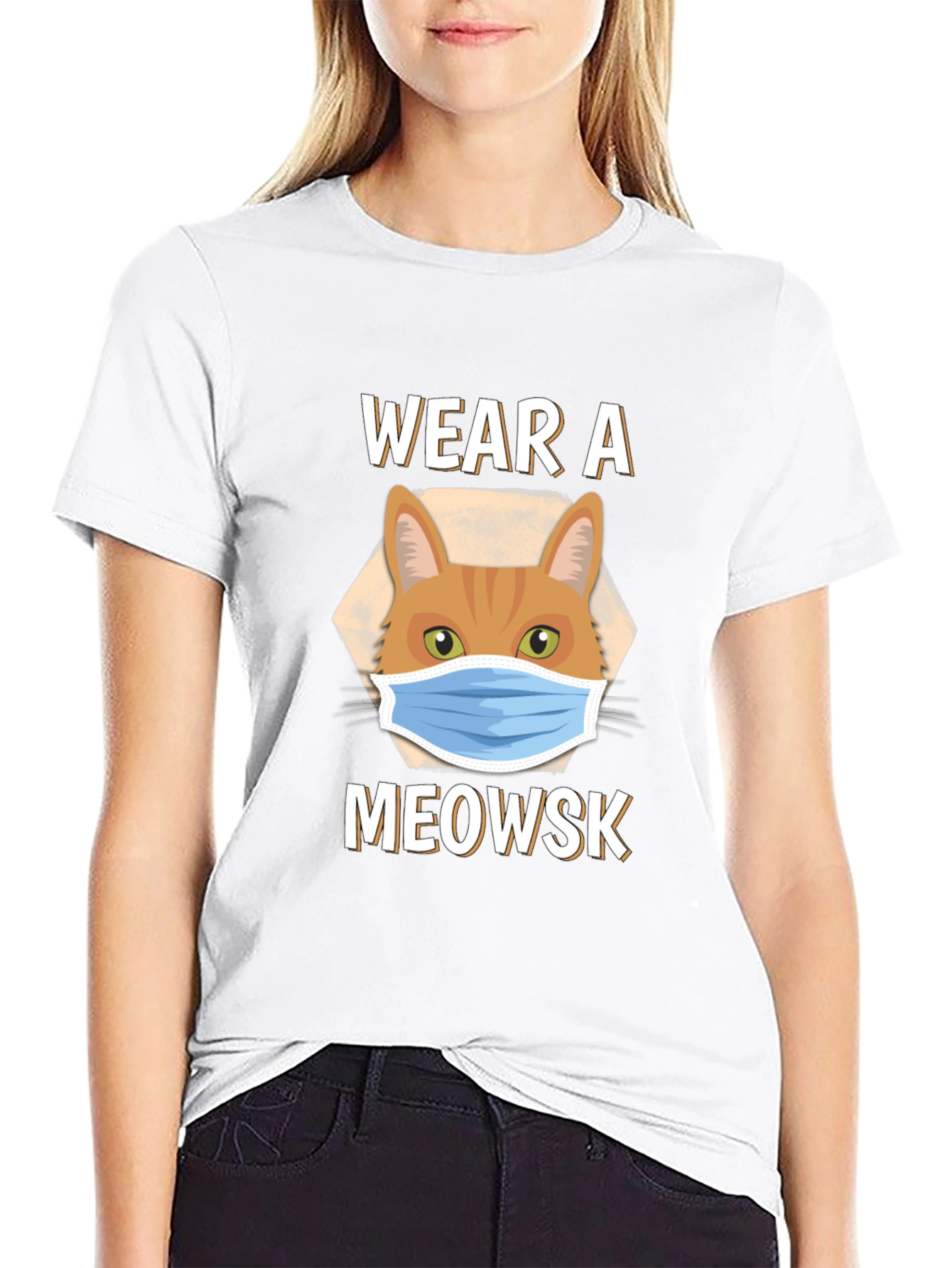 Wear A Meowsk Funny Cat Face Mask T-Shirt