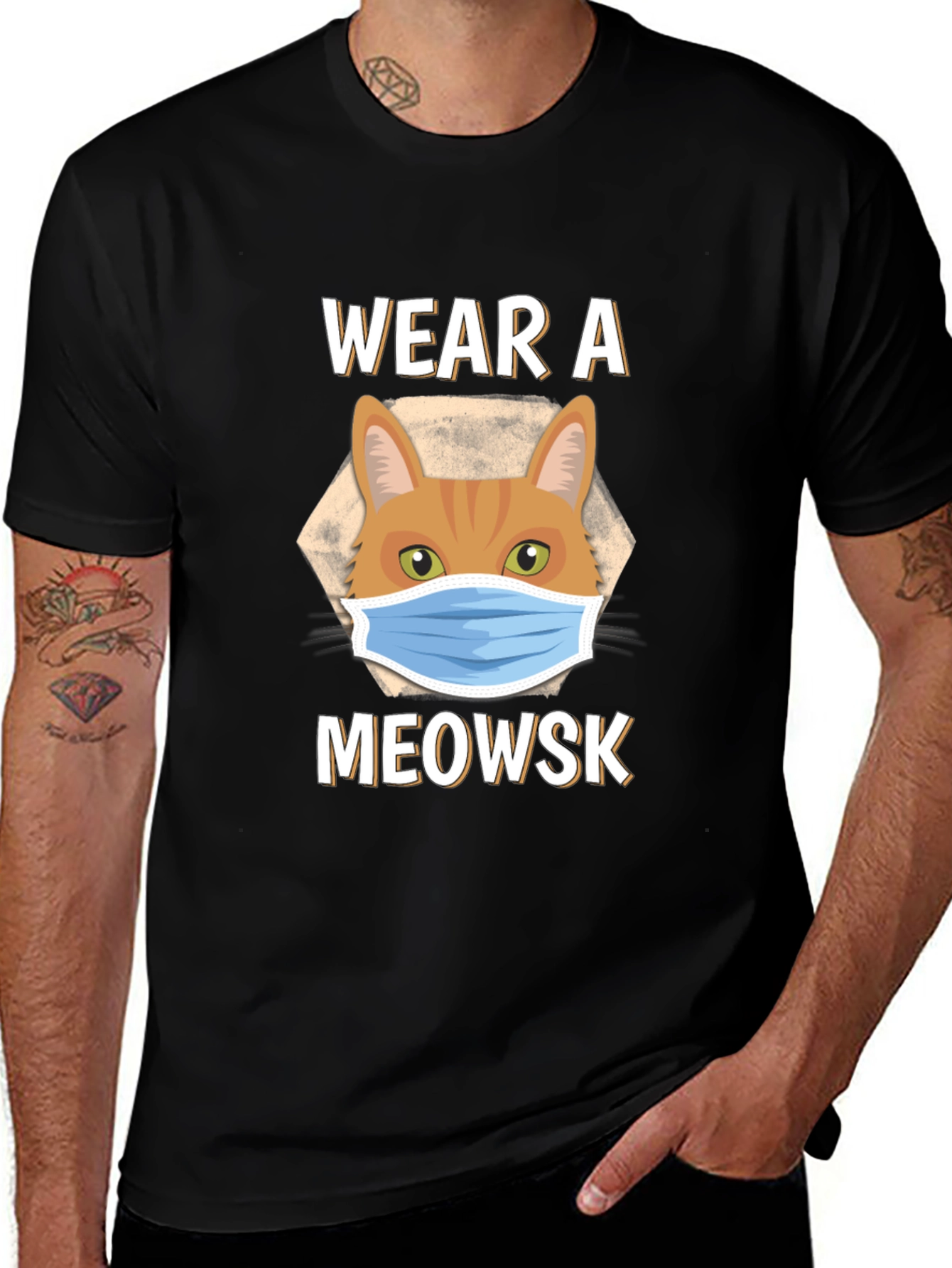 Wear A Meowsk Funny Cat Face Mask T-Shirt