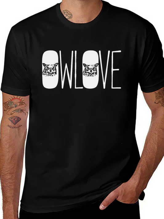 Owl Love Graphic Tee - Black Cotton Blend