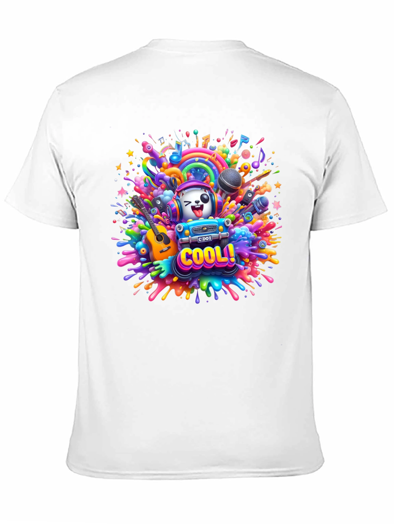 Cool Cartoon Music Explosion Black T-Shirt
