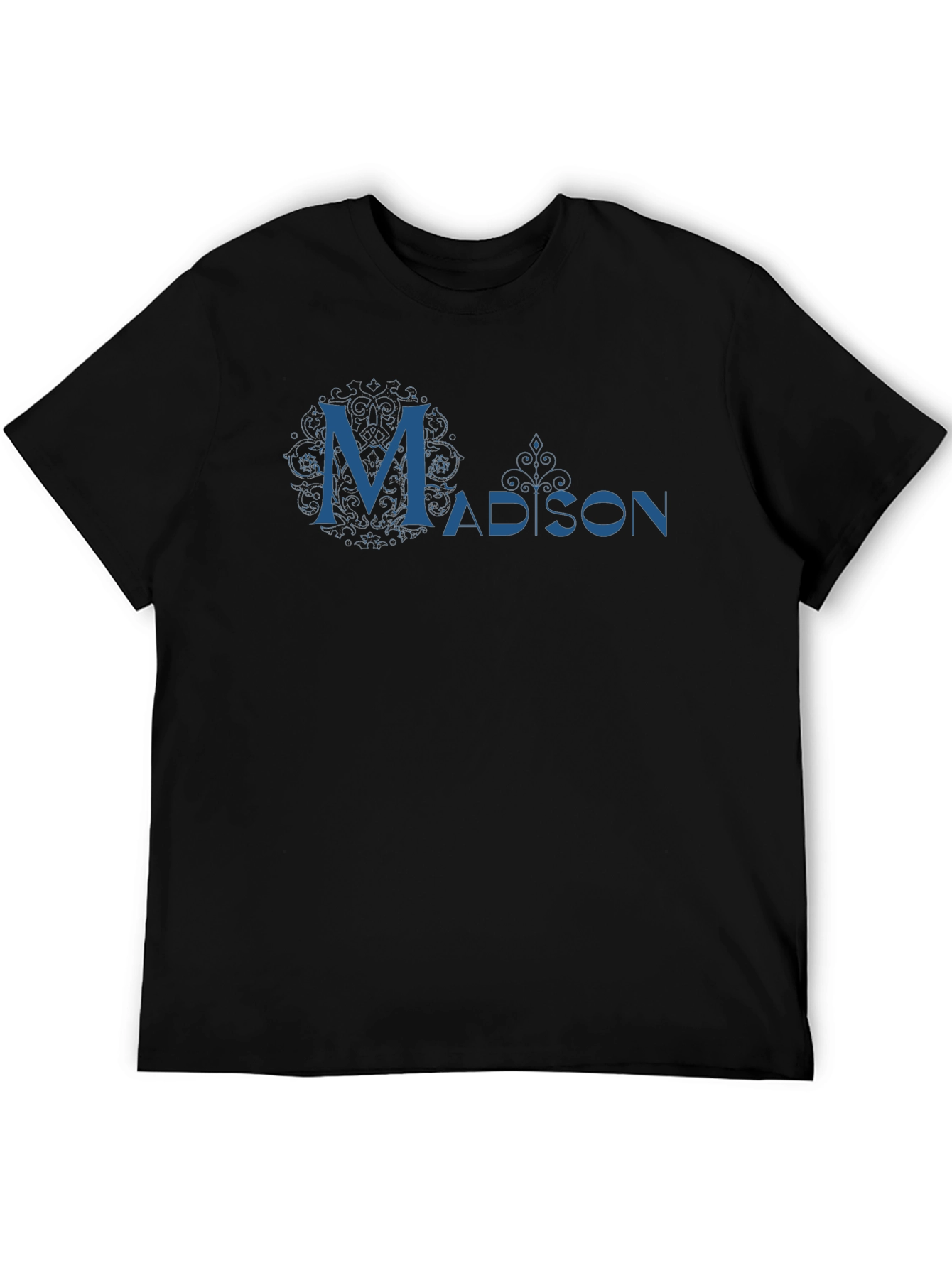 Madison Graphic Tee - Cool Blue Design on Black