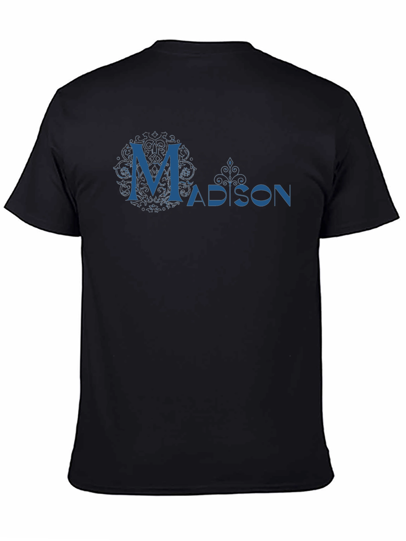 Madison Graphic Tee - Cool Blue Design on Black