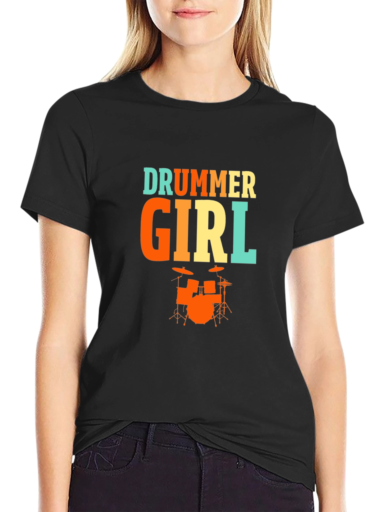 Drummer Girl Graphic Tee - Music Lover T-Shirt