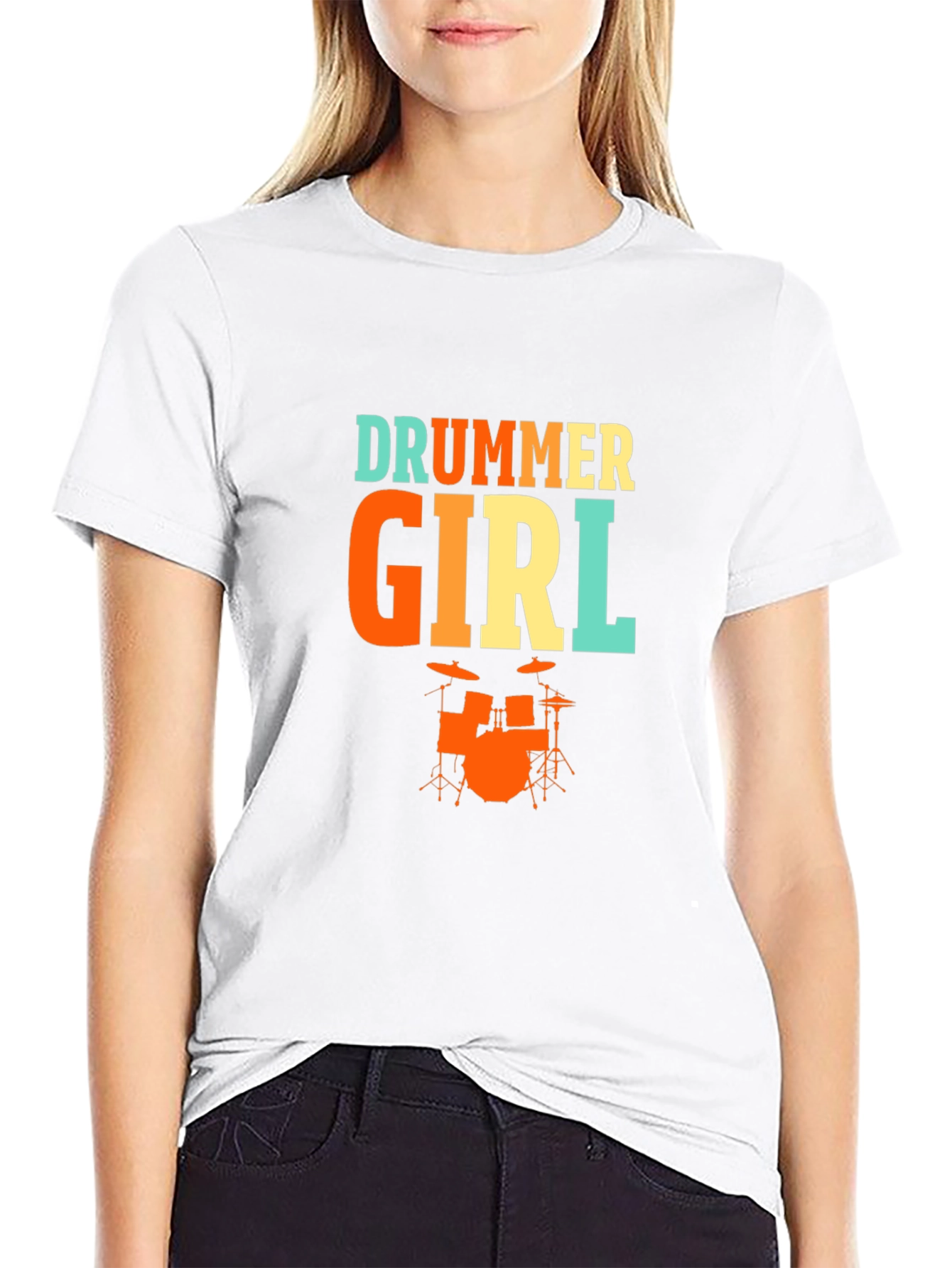 Drummer Girl Graphic Tee - Music Lover T-Shirt