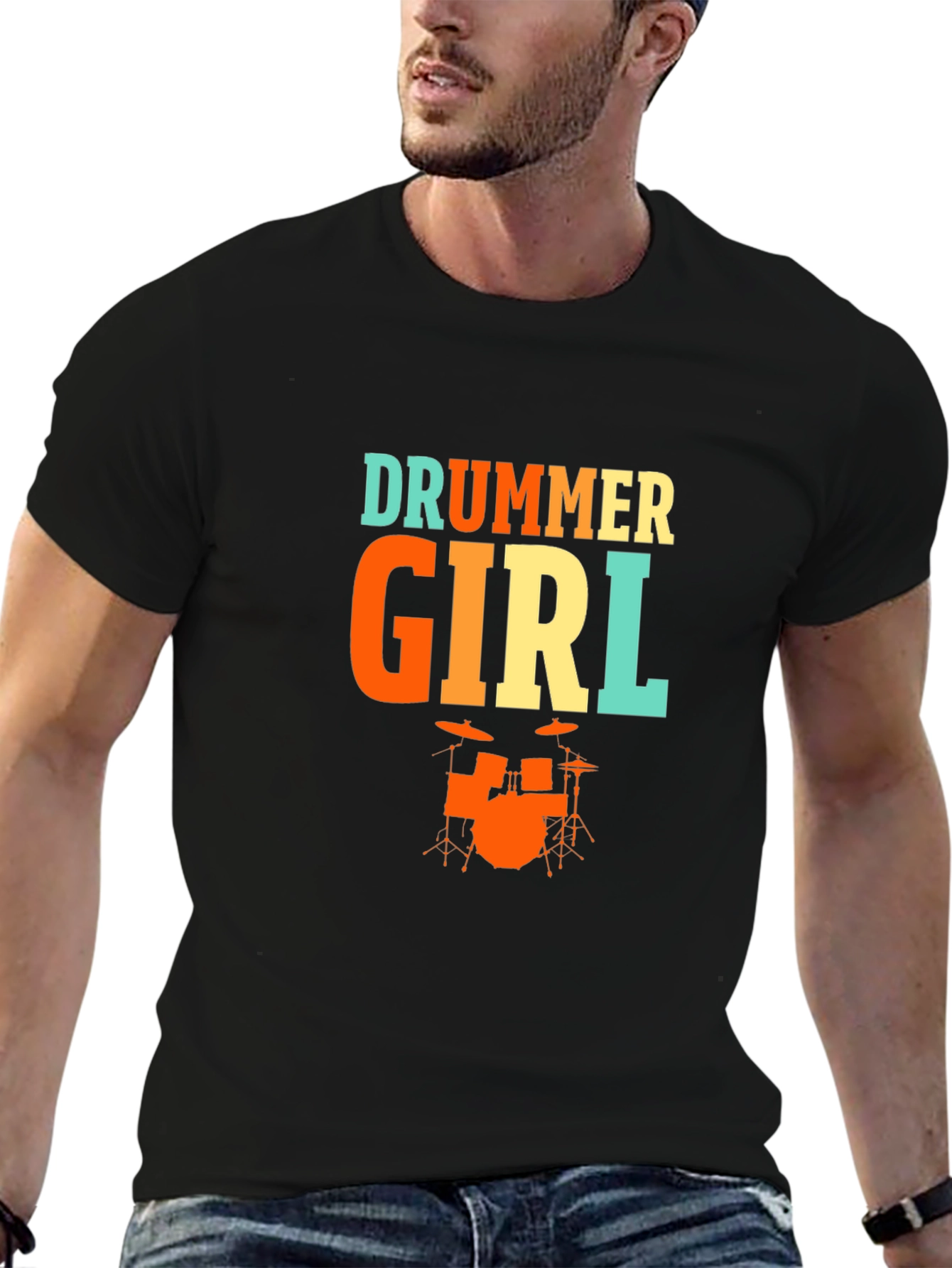 Drummer Girl Graphic Tee - Music Lover T-Shirt